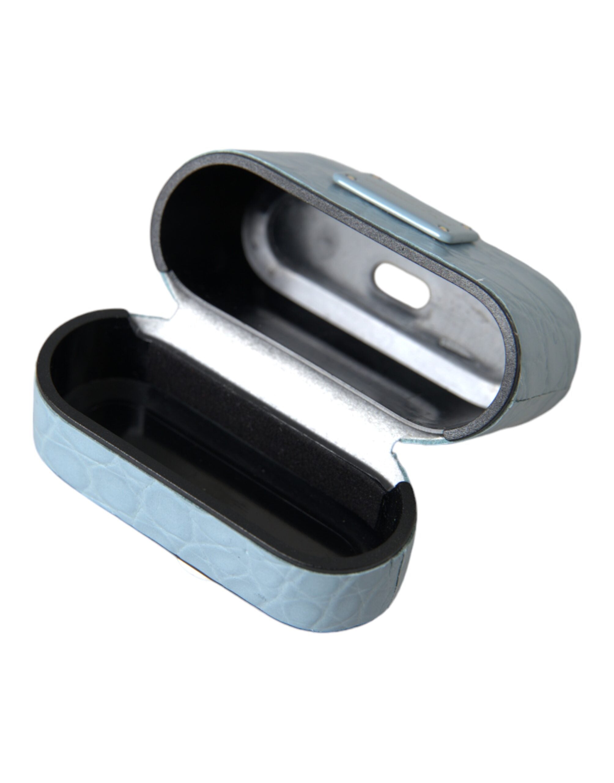 Dolce & Gabbana Light Blue Leather Metal Logo Plaque Airpods Case Dolce & Gabbana