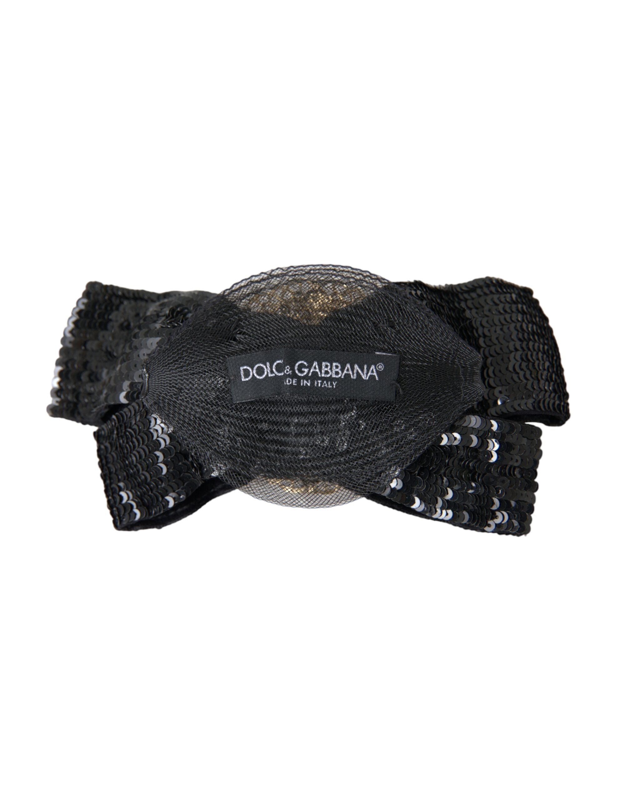 Dolce & Gabbana Black Sequin Pearl Handmade Brooch Hair Pin Dolce & Gabbana