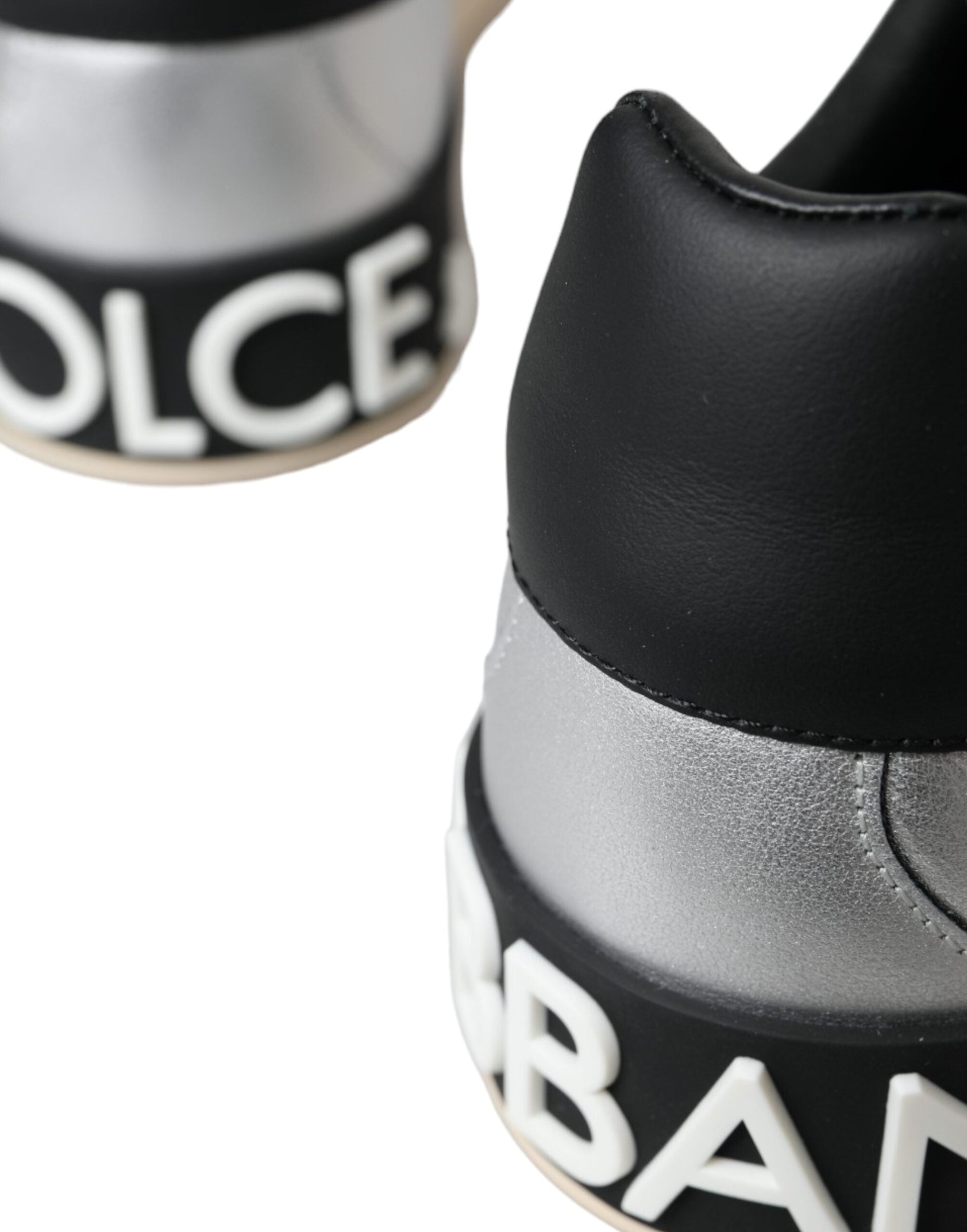 Dolce & Gabbana Silver Portofino Calf Leather Sneakers Men Shoes Dolce & Gabbana