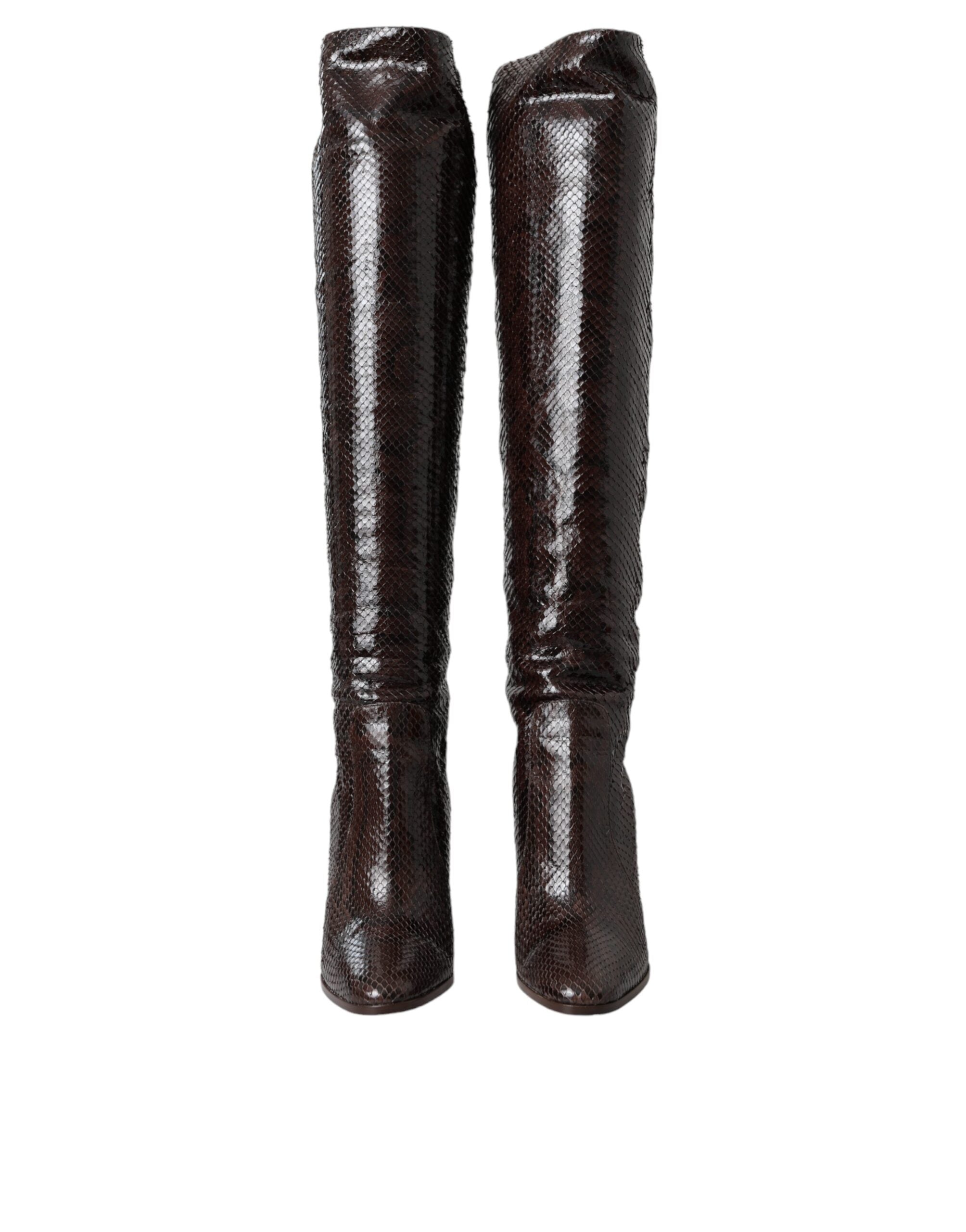 Dolce & Gabbana Brown Exotic Leather Heels High Boots Shoes Dolce & Gabbana