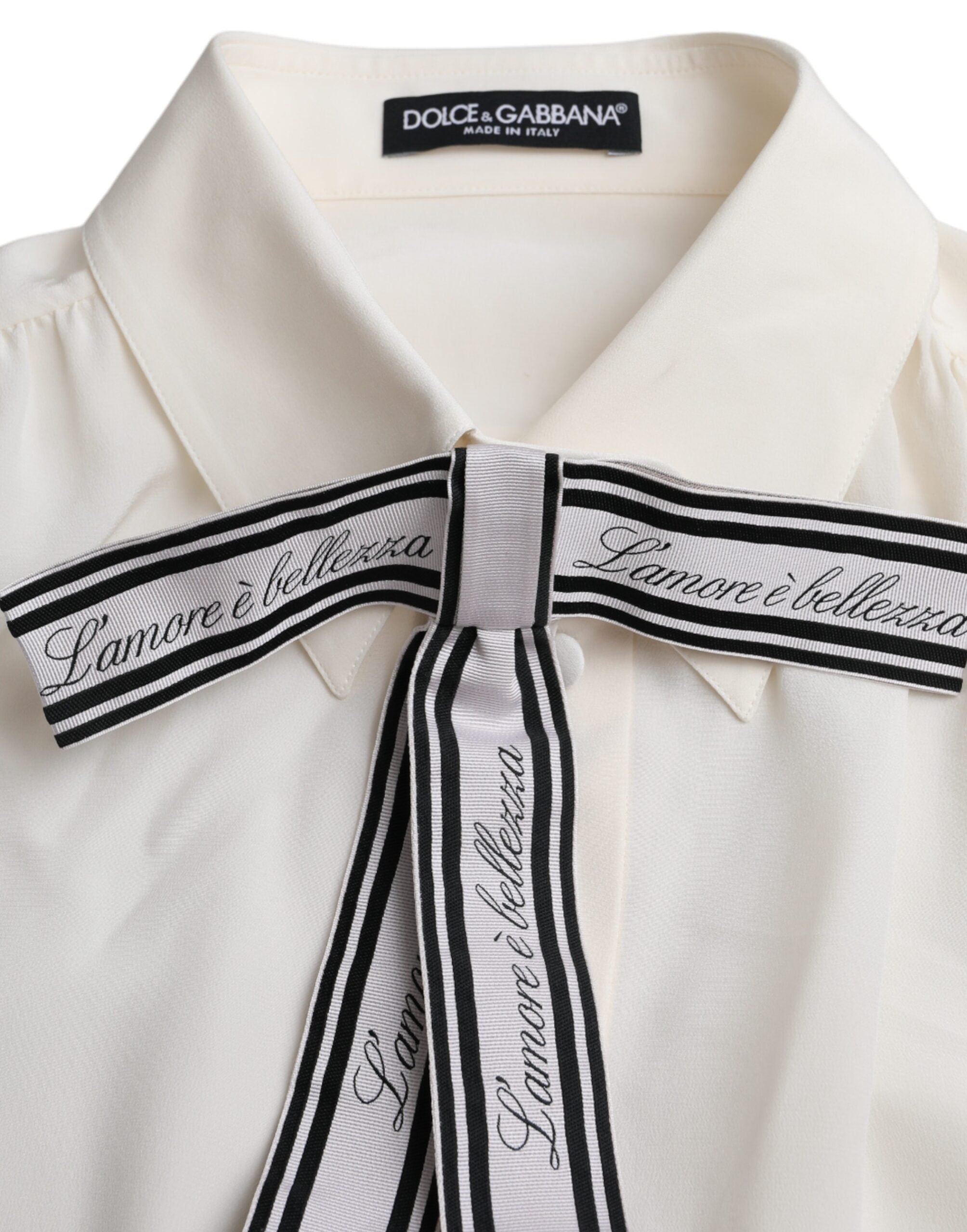 Dolce & Gabbana Off White Long Sleeve Button Down Blouse Top Dolce & Gabbana