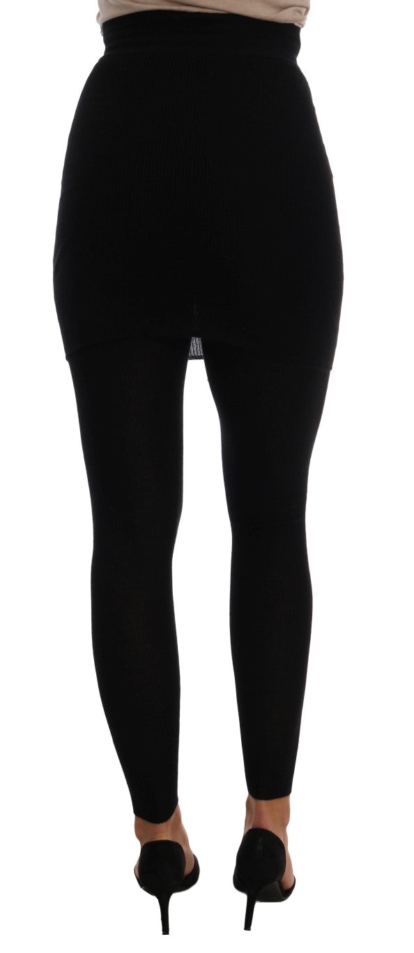 Dolce & Gabbana Black Cashmere Silk Stretch Tights Stockings Dolce & Gabbana