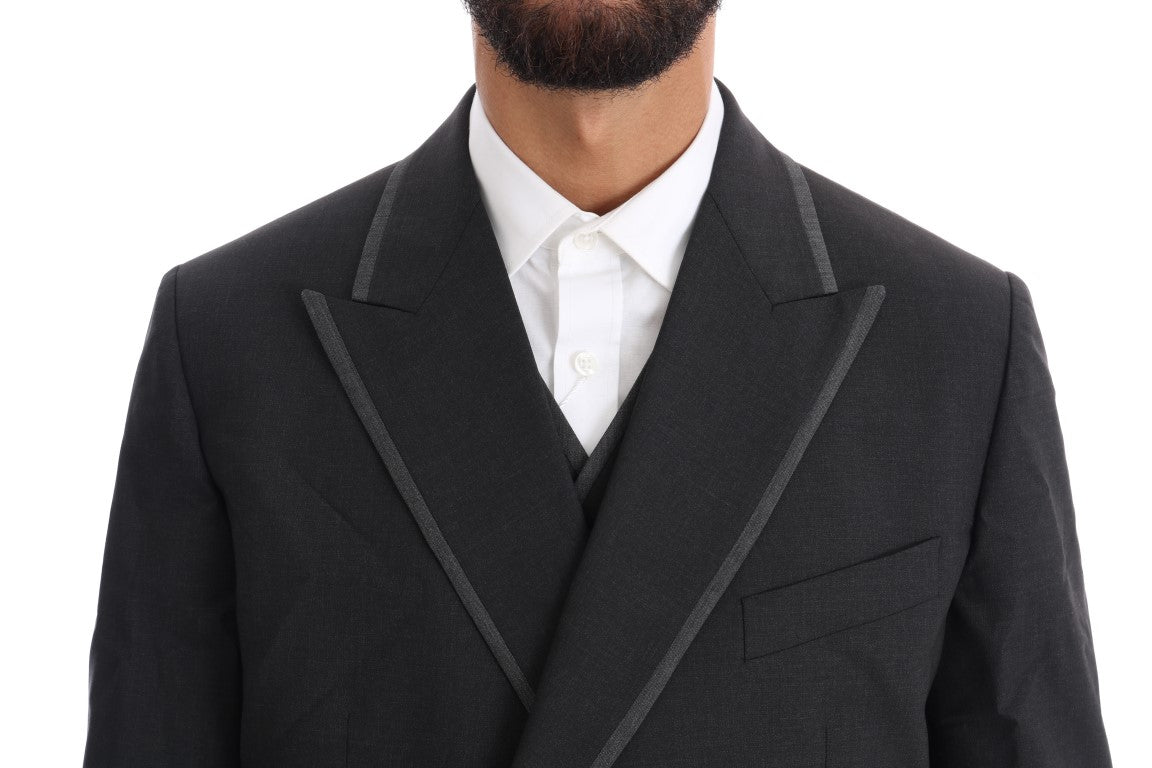 Dolce & Gabbana Gray Wool Stretch 3 Piece Two Button Suit Dolce & Gabbana