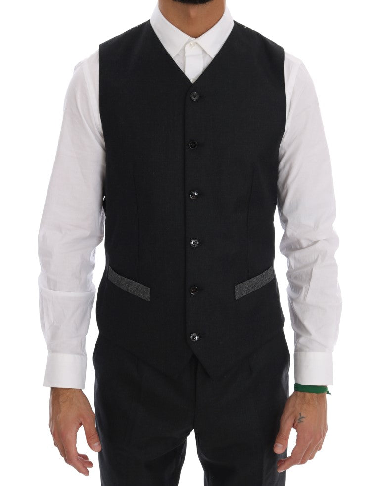 Dolce & Gabbana Gray Wool Double Breasted 3 Piece Suit Dolce & Gabbana