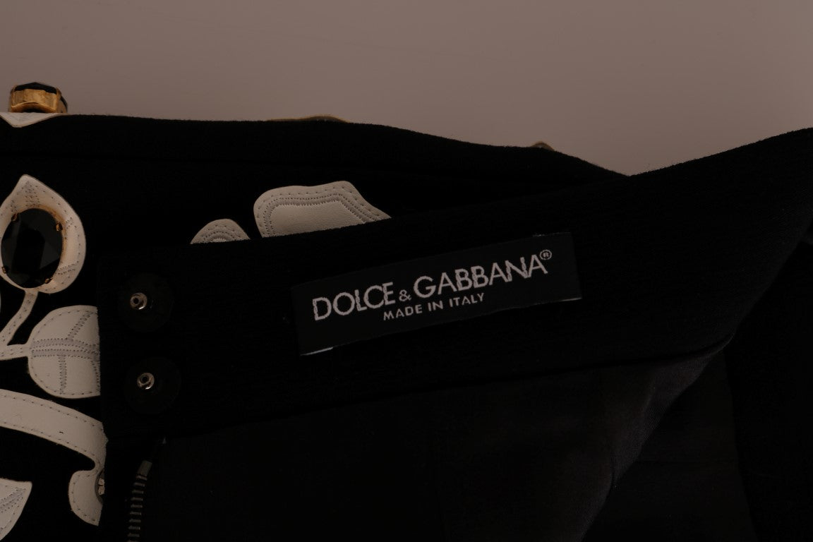 Dolce & Gabbana Black Crystal Floral Pencil Skirt Dolce & Gabbana