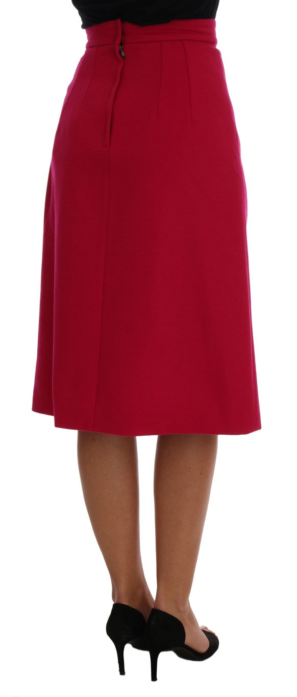 Dolce & Gabbana Pink Wool Knee Long A-Line Skirt Dolce & Gabbana