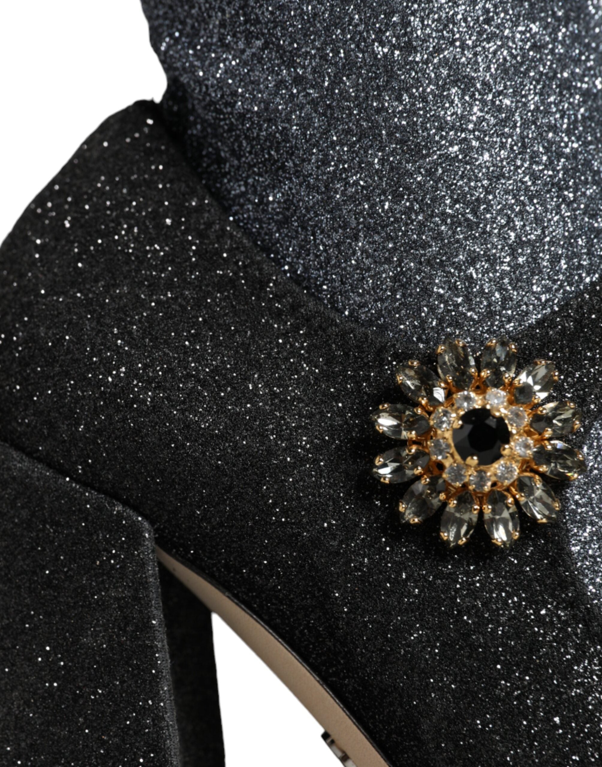 Dolce & Gabbana Black Crystal Mary Janes Booties Shoes Dolce & Gabbana