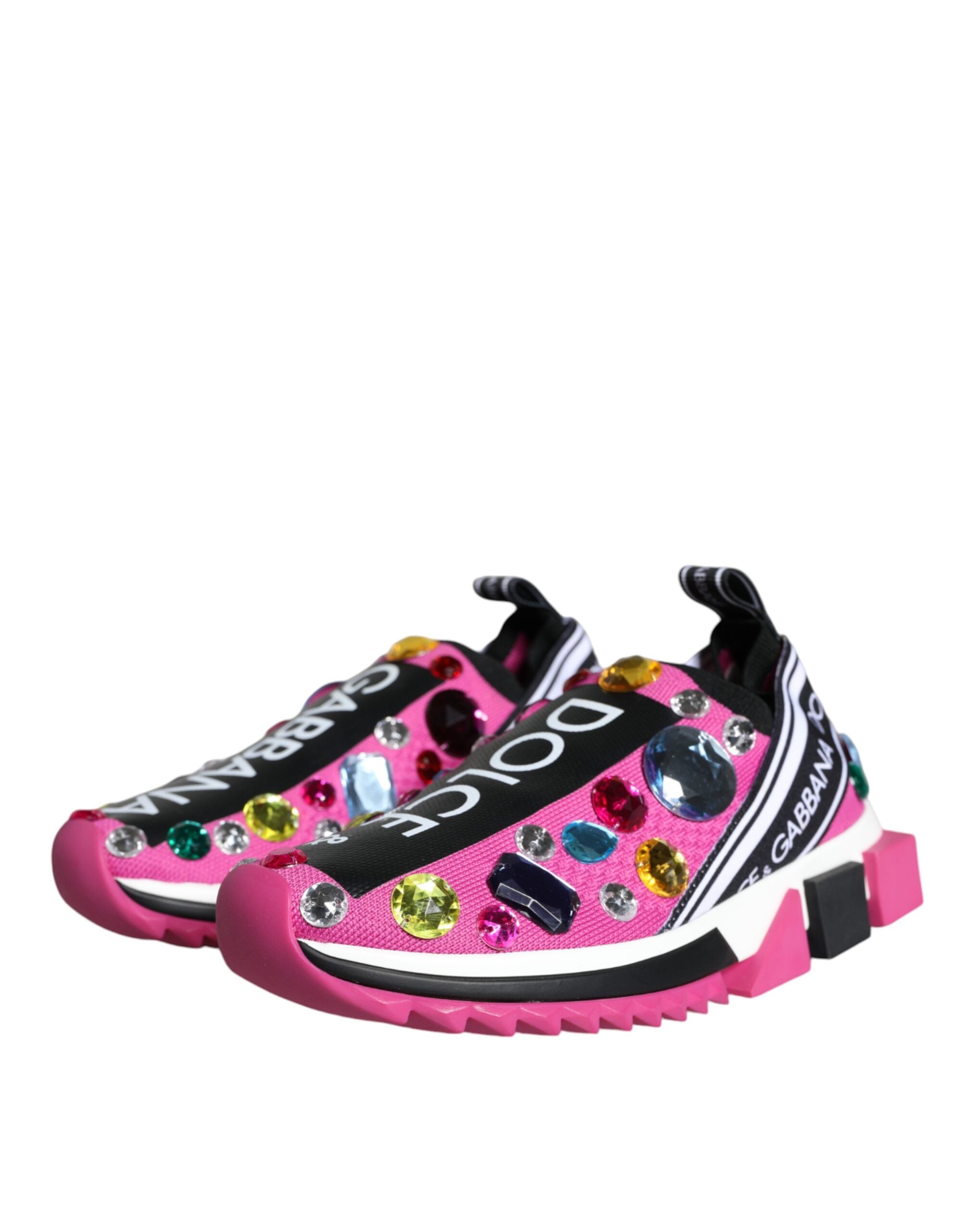 Dolce & Gabbana Pink Sorrento Crystals Low Top Sneakers Shoes Dolce & Gabbana