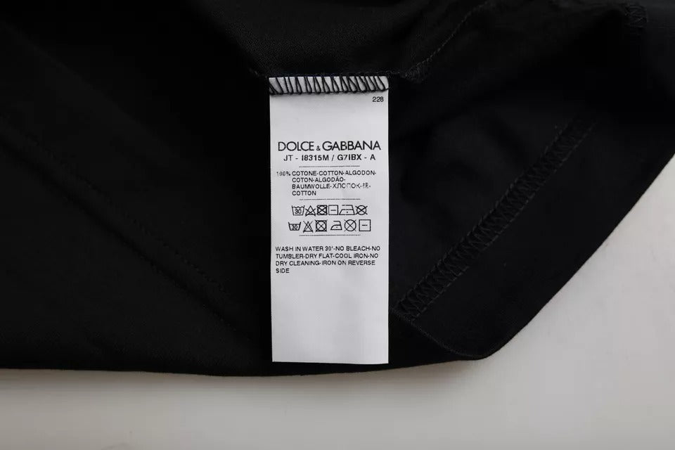 Dolce & Gabbana Black Cotton Round Neck Short Sleeves Men T-shirt Dolce & Gabbana