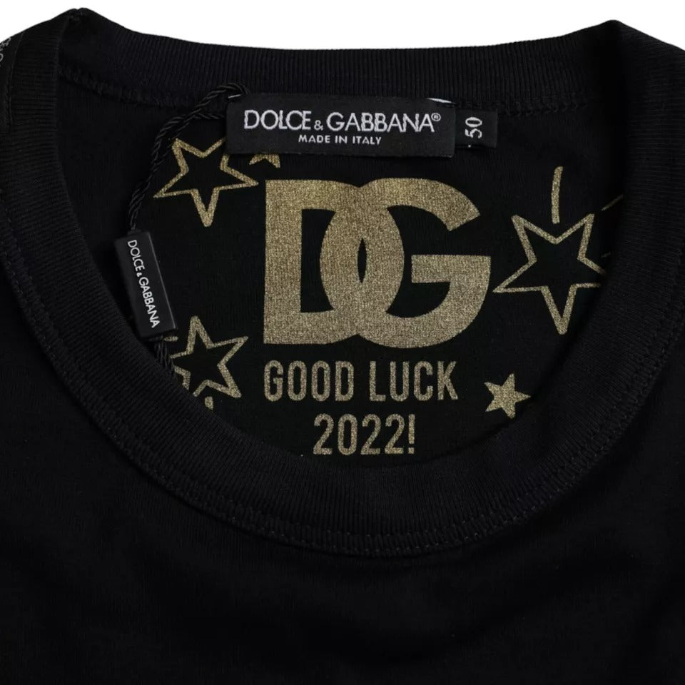 Dolce & Gabbana Black Cotton Round Neck Short Sleeves Men T-shirt Dolce & Gabbana