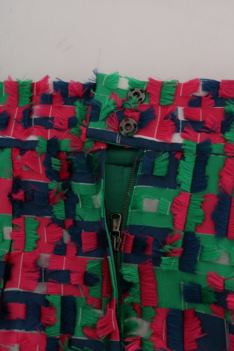 Dolce & Gabbana Pink Green Jacquard Pencil Skirt Dolce & Gabbana