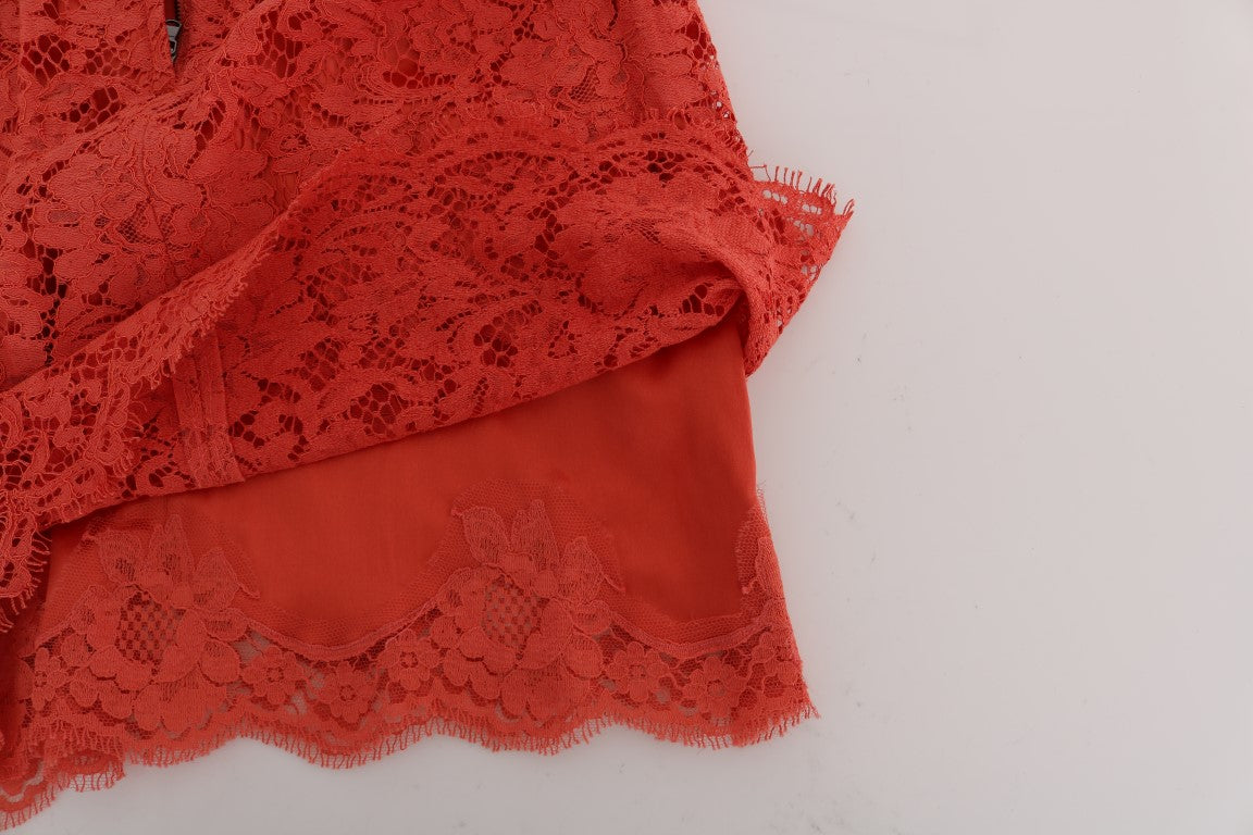 Dolce & Gabbana Orange Macramé Lace Pencil Skirt Dolce & Gabbana