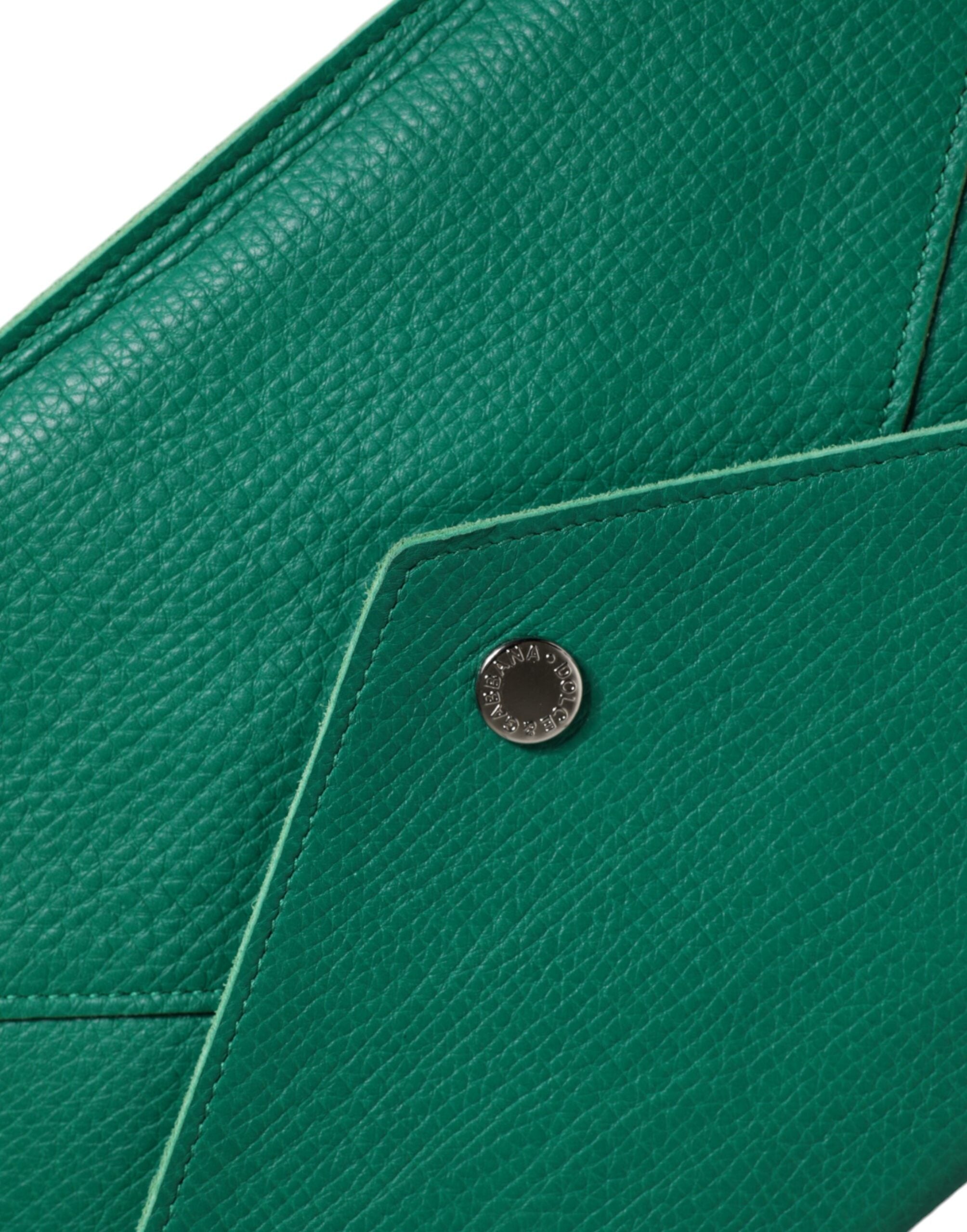 Dolce & Gabbana Green Leather Handbag Clutch Mini Purse Pouch Tablet Case Dolce & Gabbana