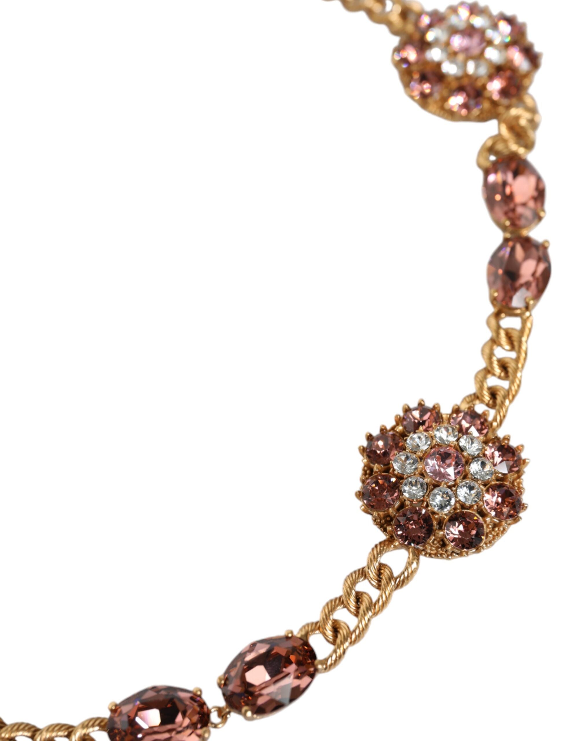 Dolce & Gabbana Gold Tone Brass Crystal Embellished Belt Dolce & Gabbana