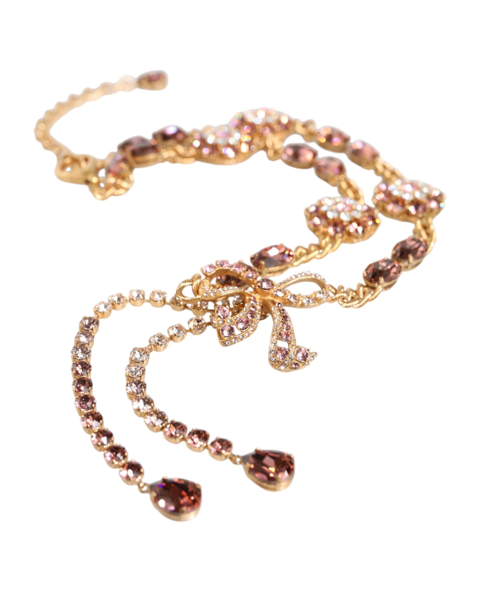Dolce & Gabbana Gold Tone Brass Crystal Embellished Belt Dolce & Gabbana