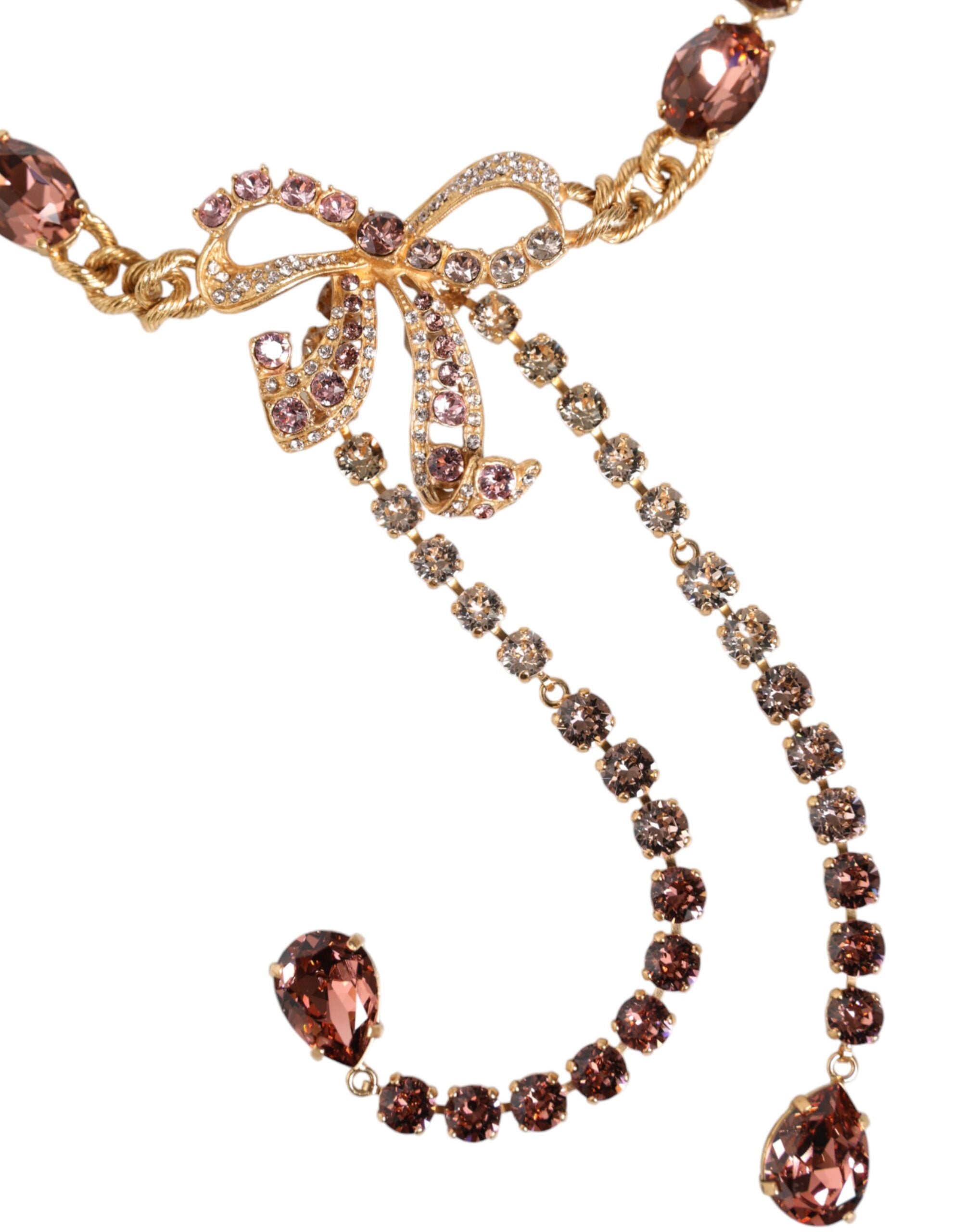 Dolce & Gabbana Gold Tone Brass Crystal Embellished Waist Chain Belt Dolce & Gabbana
