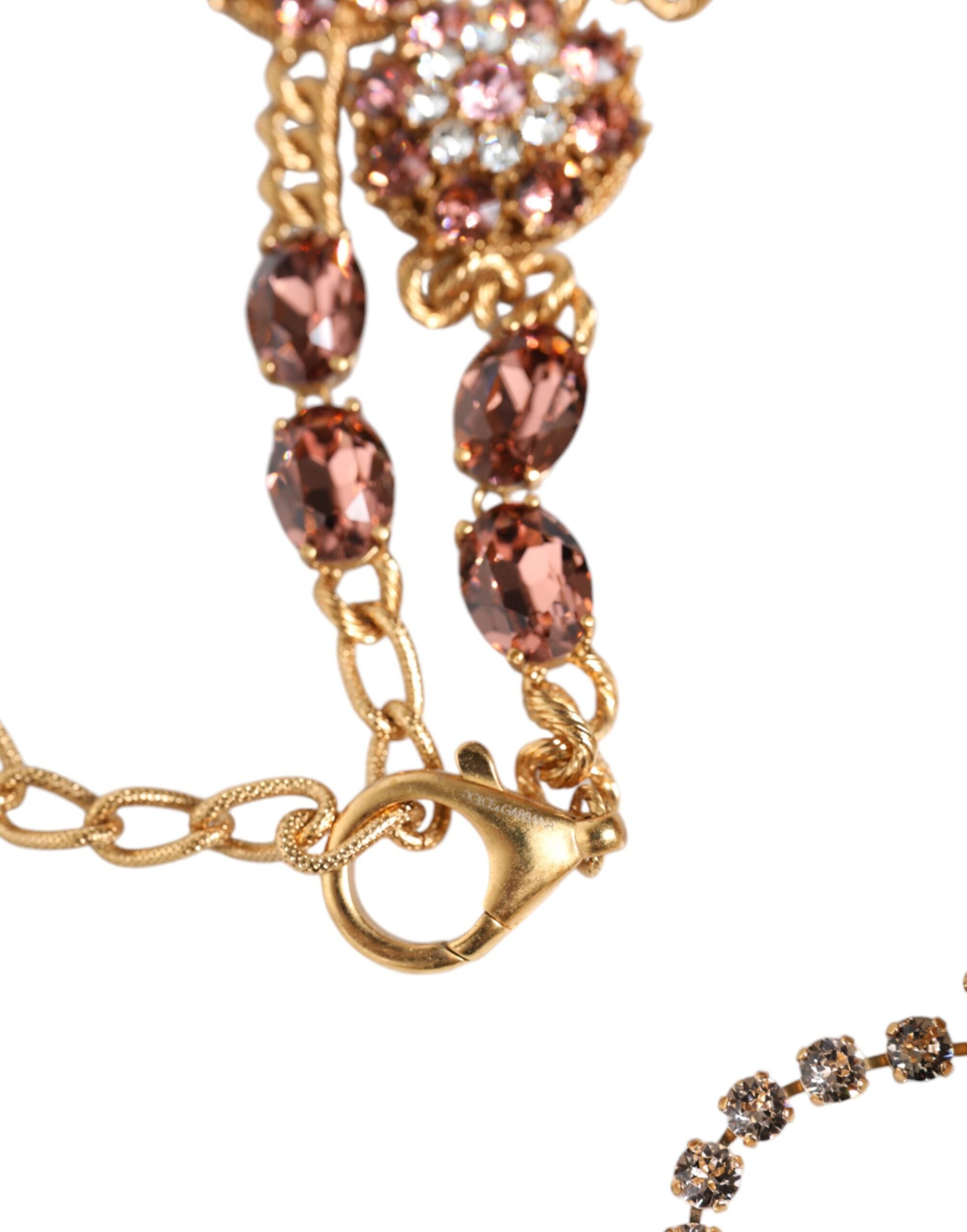 Dolce & Gabbana Gold Tone Brass Crystal Embellished Waist Chain Belt Dolce & Gabbana