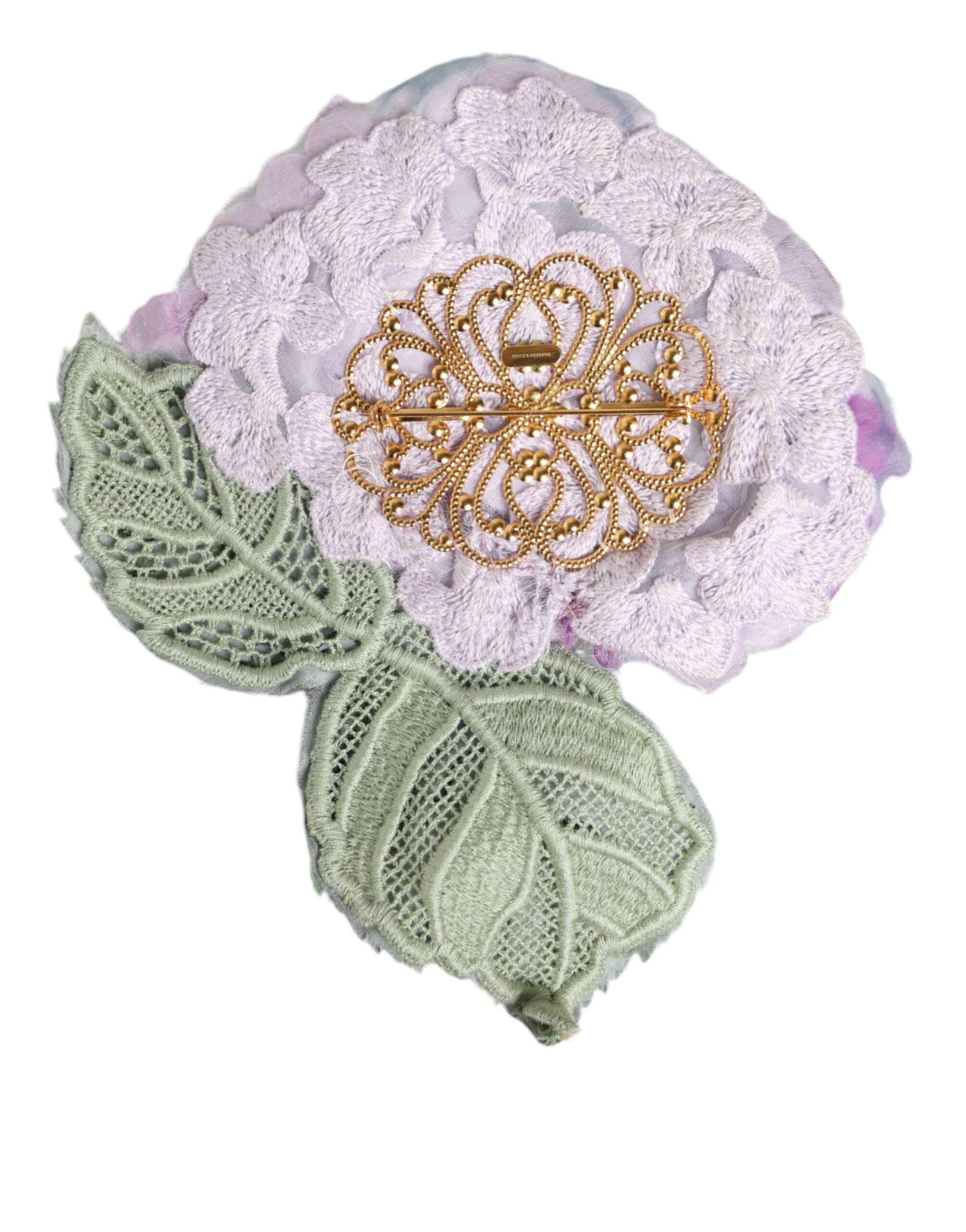Dolce & Gabbana Multicolor Hydrangea Gold Brass Pin Brooch Dolce & Gabbana