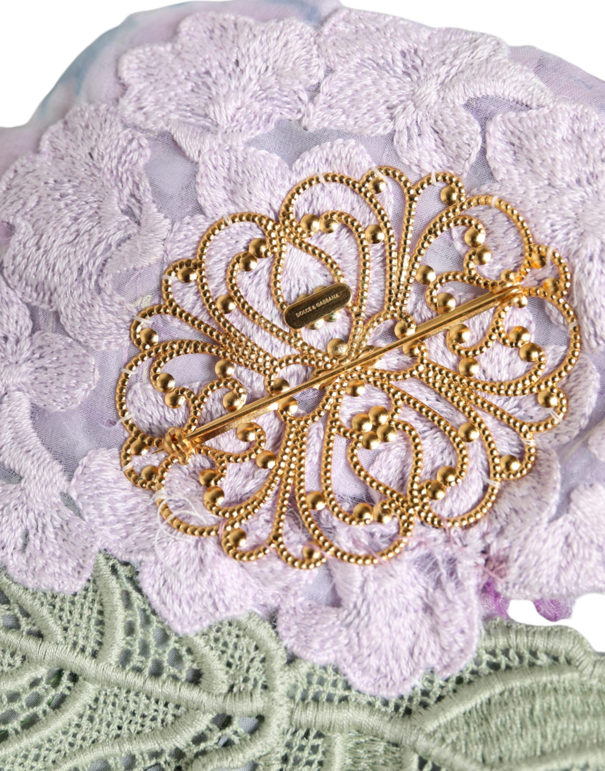 Dolce & Gabbana Multicolor Hydrangea Gold Brass Pin Brooch Dolce & Gabbana
