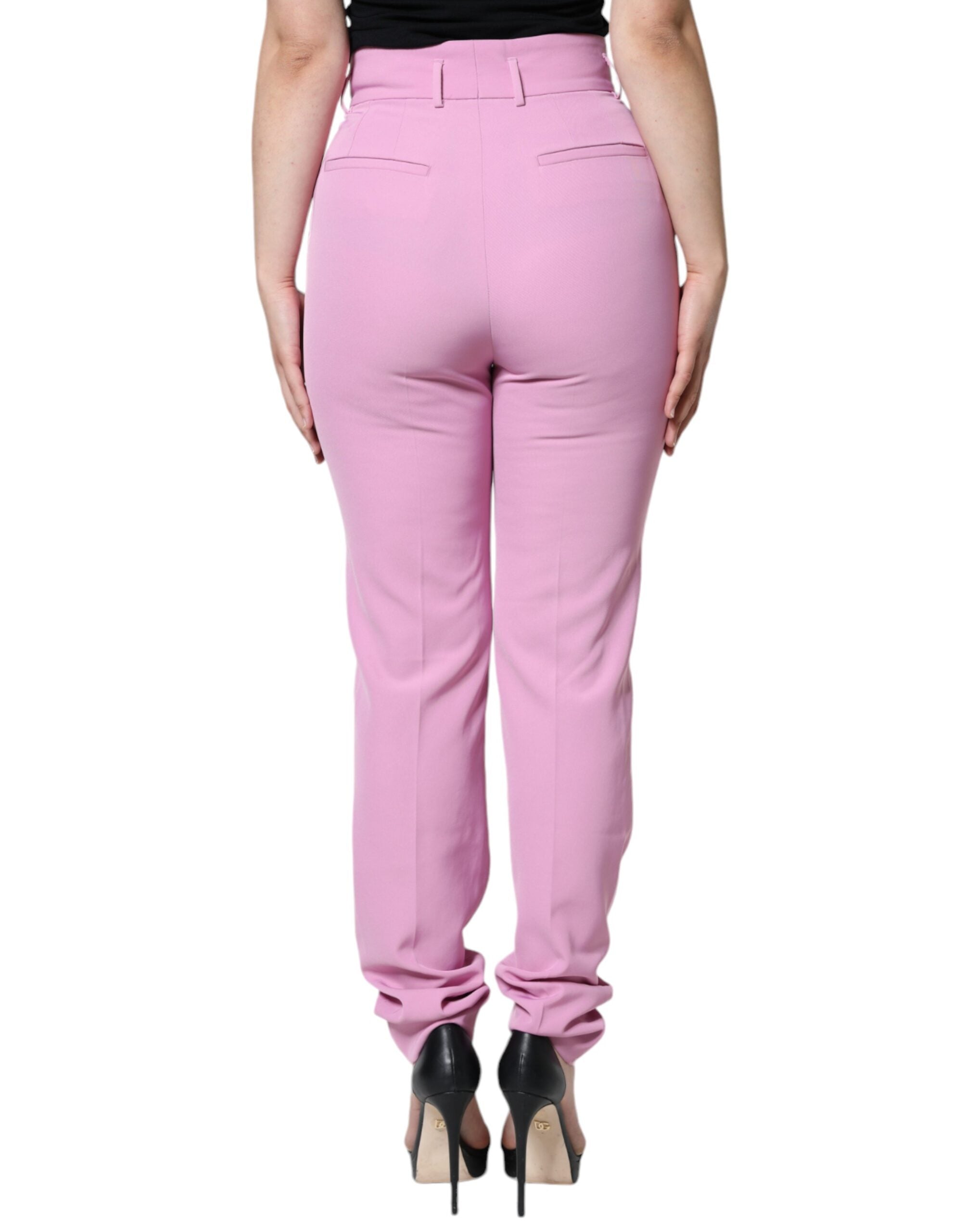 Dolce & Gabbana Pink Polyester High Waist Women Tapered Pants Dolce & Gabbana