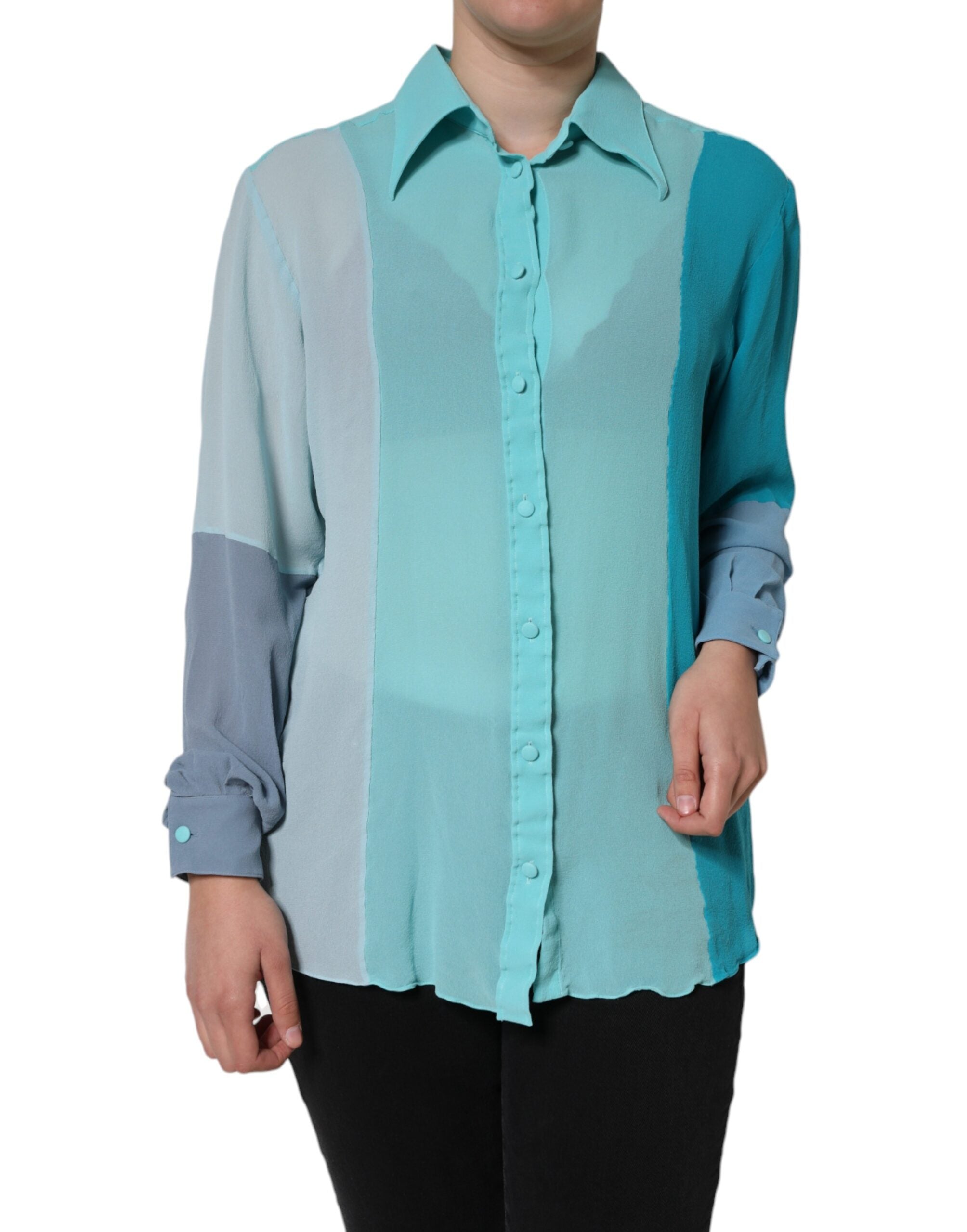 Dolce & Gabbana Multicolor Long Sleeve Button Blouse Top Dolce & Gabbana