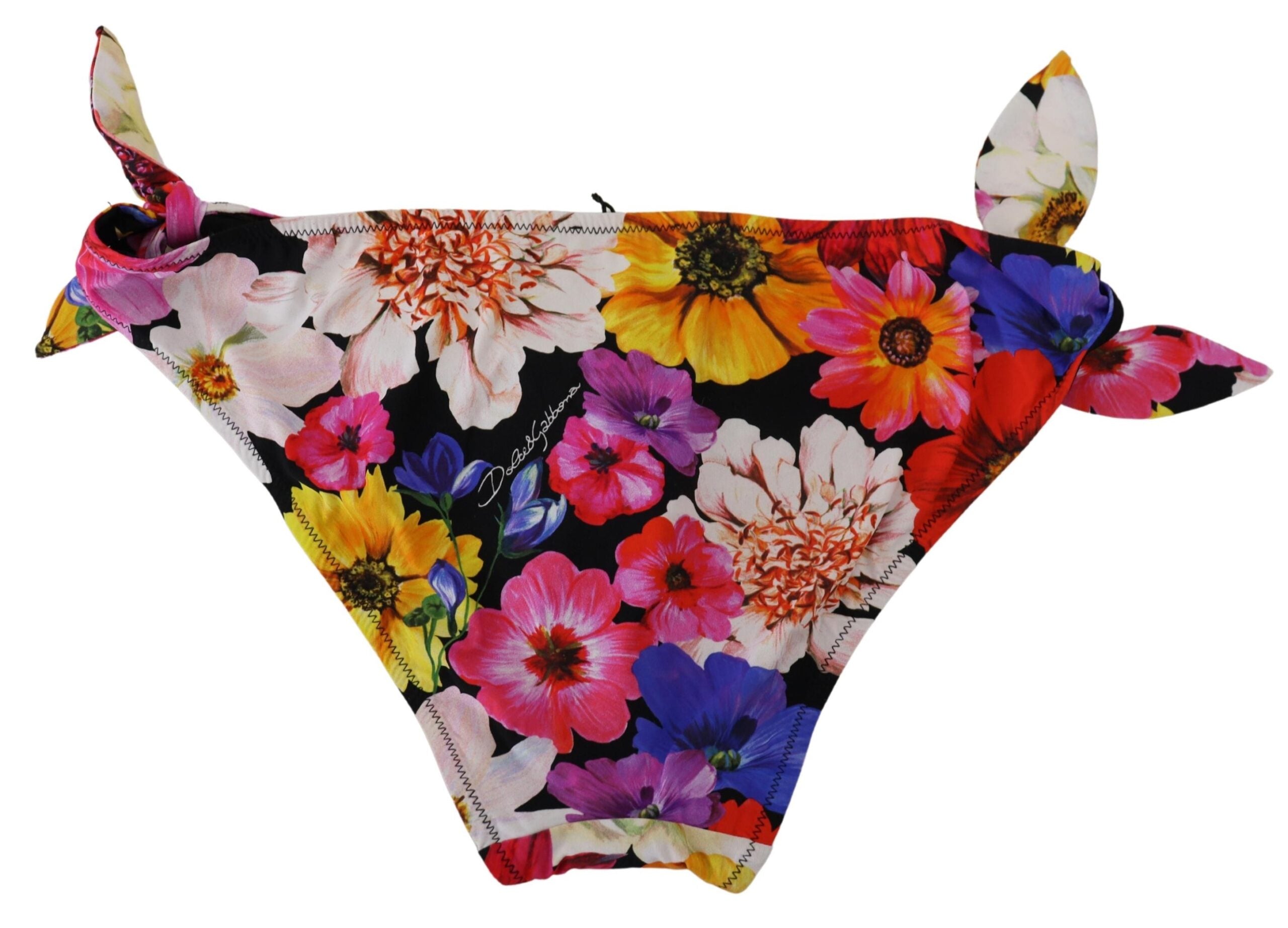 Dolce & Gabbana Black Floral Print Swimsuit Bikini Bottom Swimwear Dolce & Gabbana