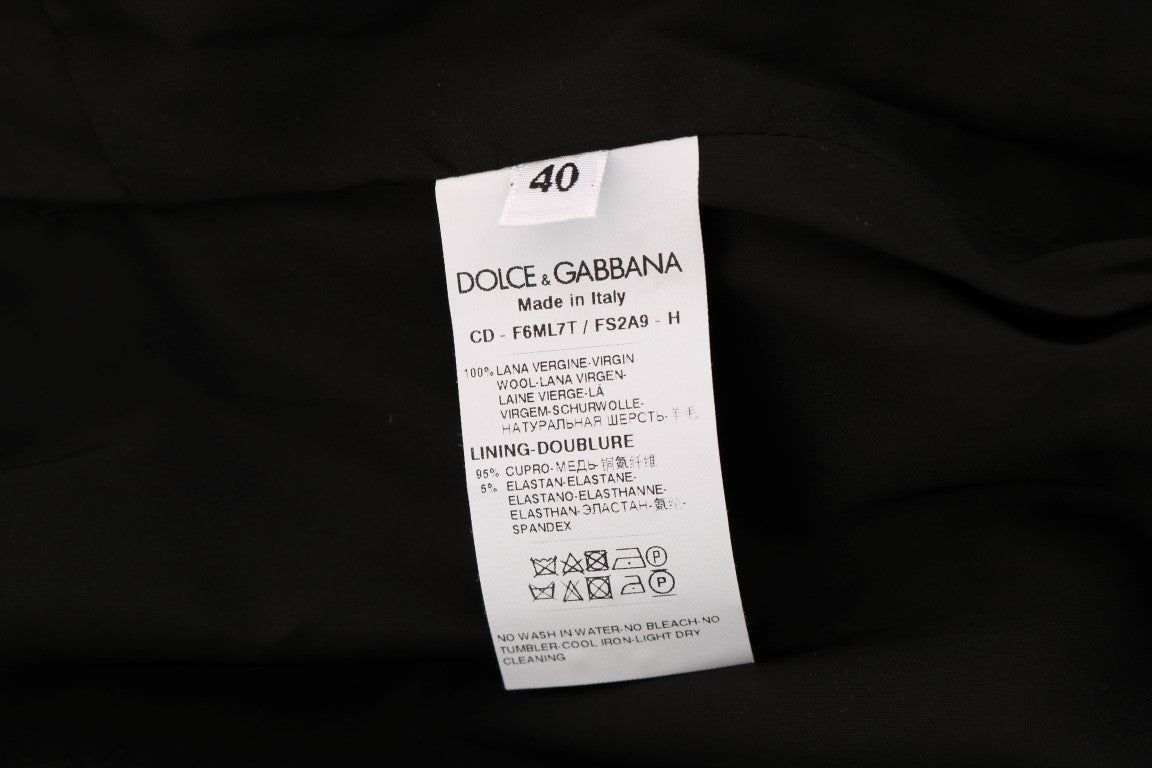 Dolce & Gabbana Gray Polka Dotted Sheath Wool Dress Dolce & Gabbana