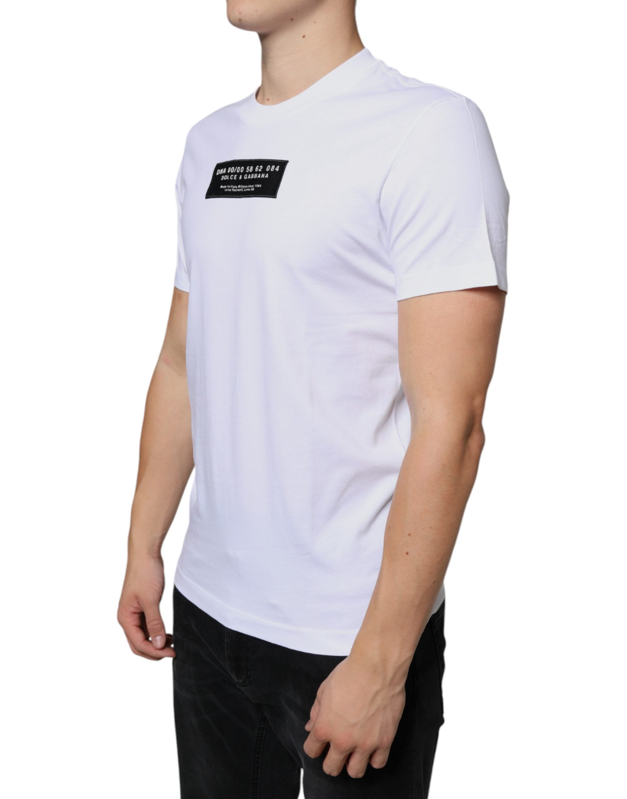 Dolce & Gabbana White Cotton DG Applique Casual T-shirt Dolce & Gabbana