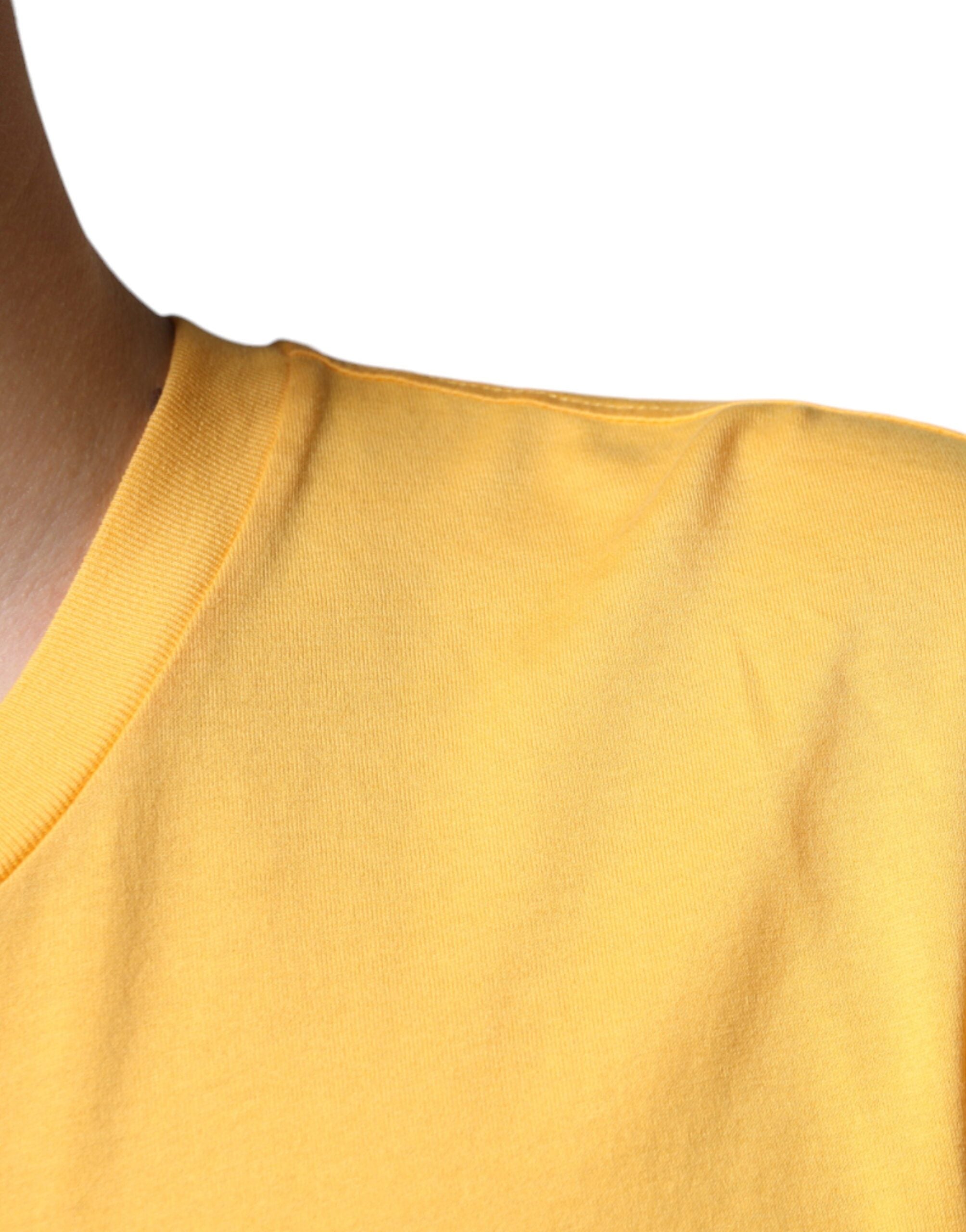 Dolce & Gabbana Yellow Secret Graden Floral Cotton Crew Neck T-shirt Dolce & Gabbana
