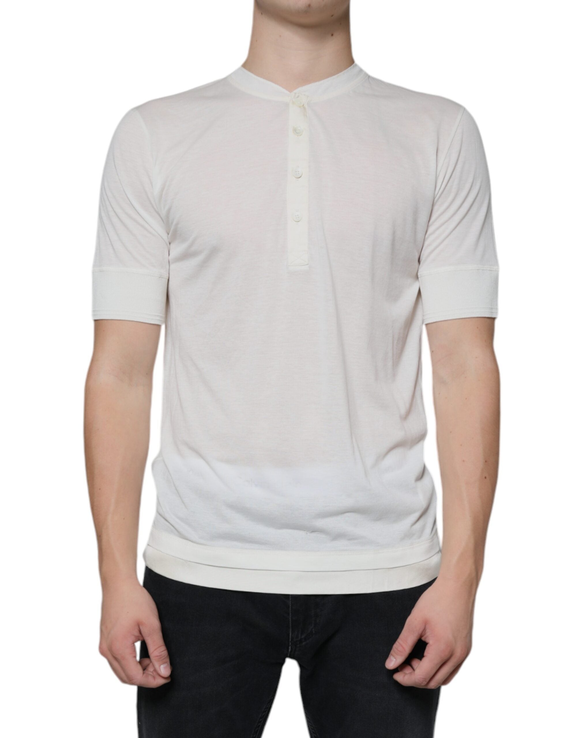 Dolce & Gabbana Off White Cotton Short Sleeves T-shirt Dolce & Gabbana