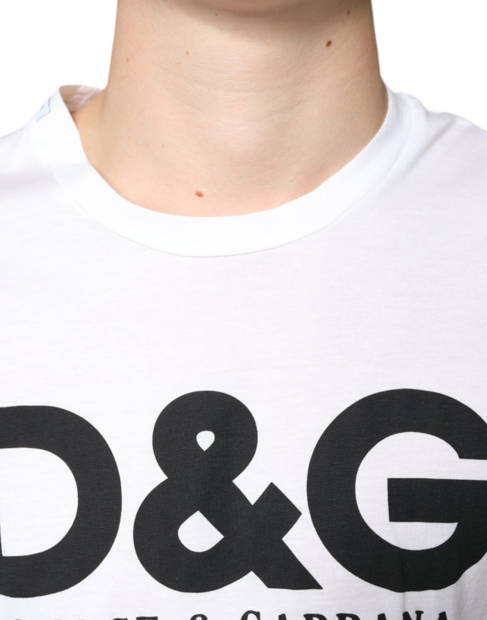 Dolce & Gabbana White Cotton DG Logo Print Casual T-shirt Dolce & Gabbana