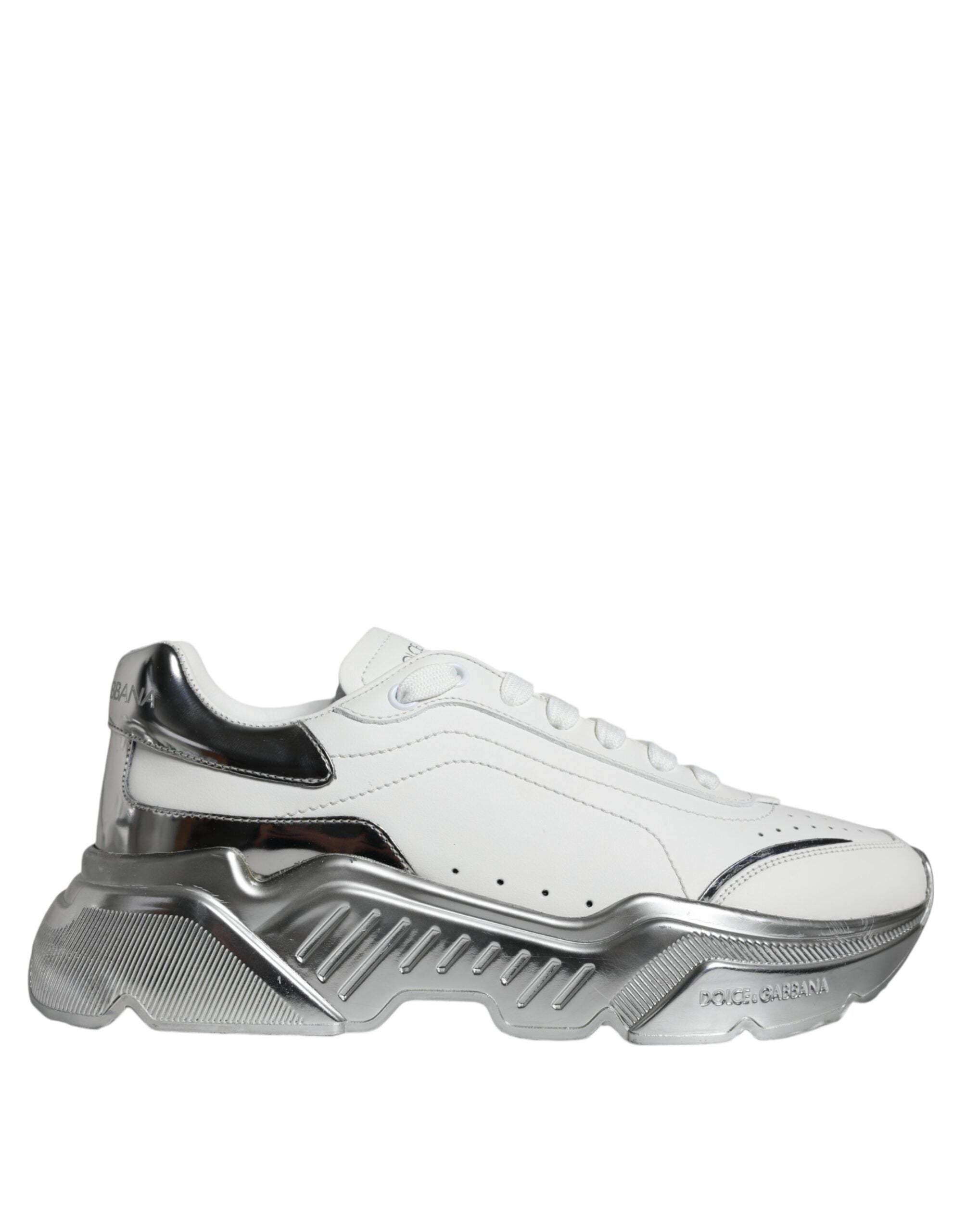 Dolce & Gabbana White Silver Daymaster Low Top Sneakers Shoes Dolce & Gabbana