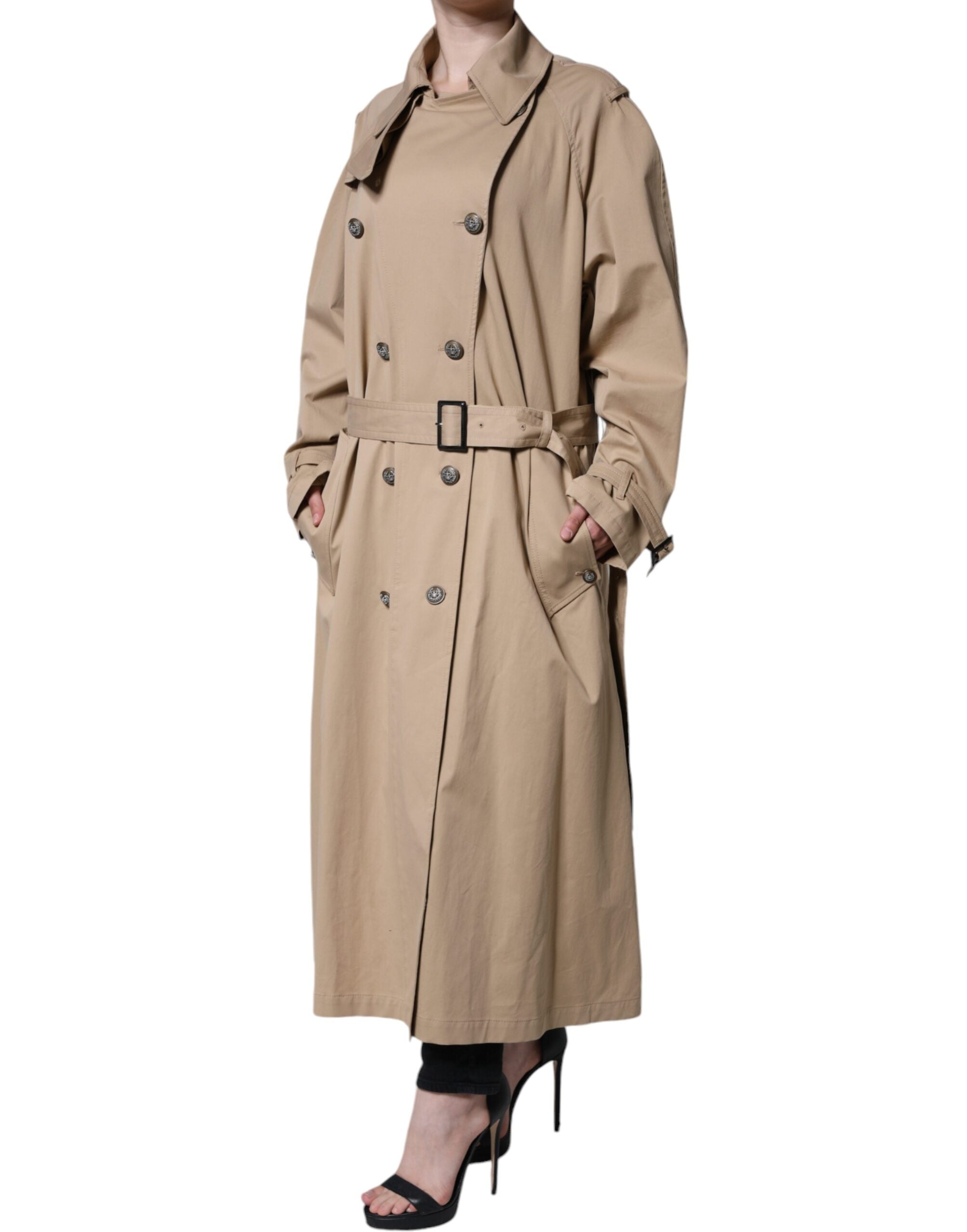 Dolce & Gabbana Khaki Double Breasted Trench Coat Jacket Dolce & Gabbana