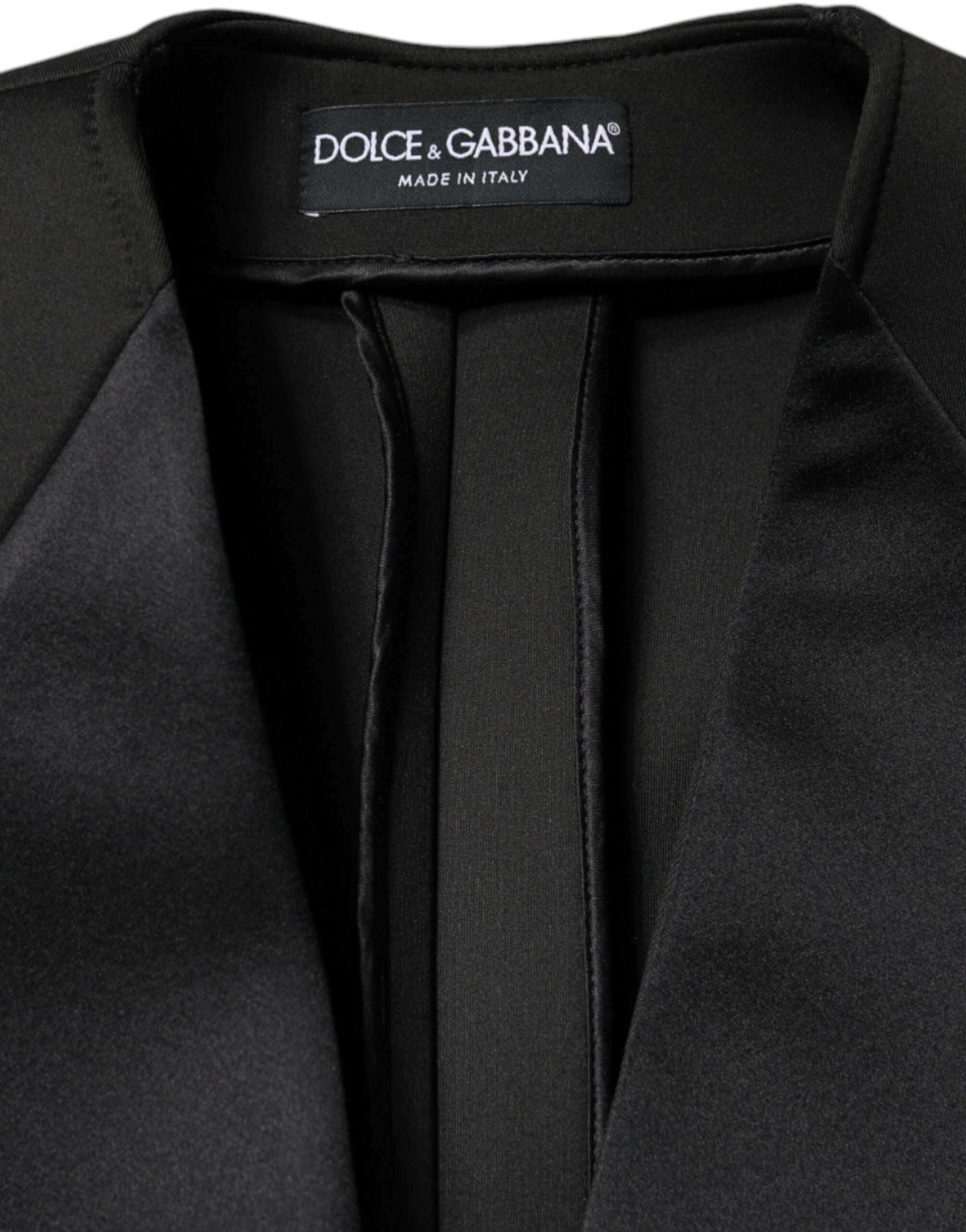 Dolce & Gabbana Black Polyester Double Breasted Coat Jacket Dolce & Gabbana
