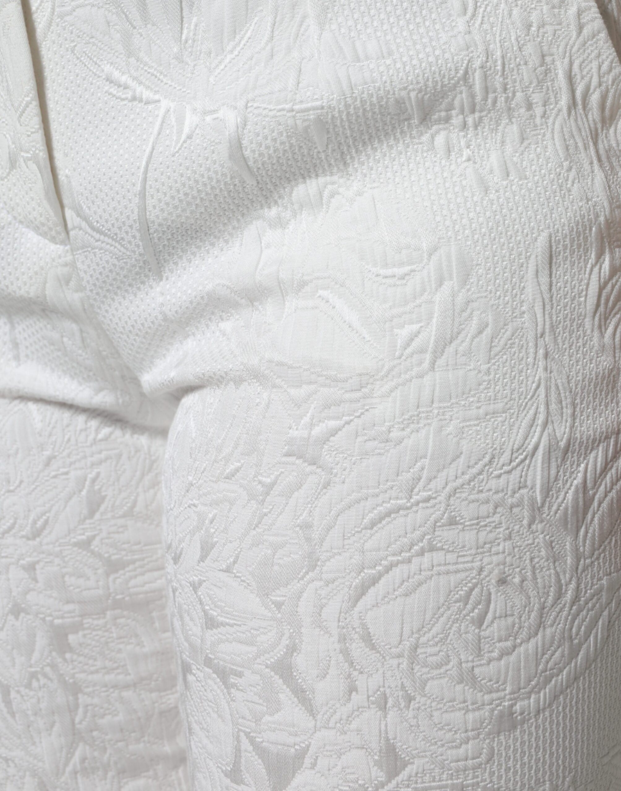 Dolce & Gabbana White Floral Brocade Cotton Cropped Pants Dolce & Gabbana