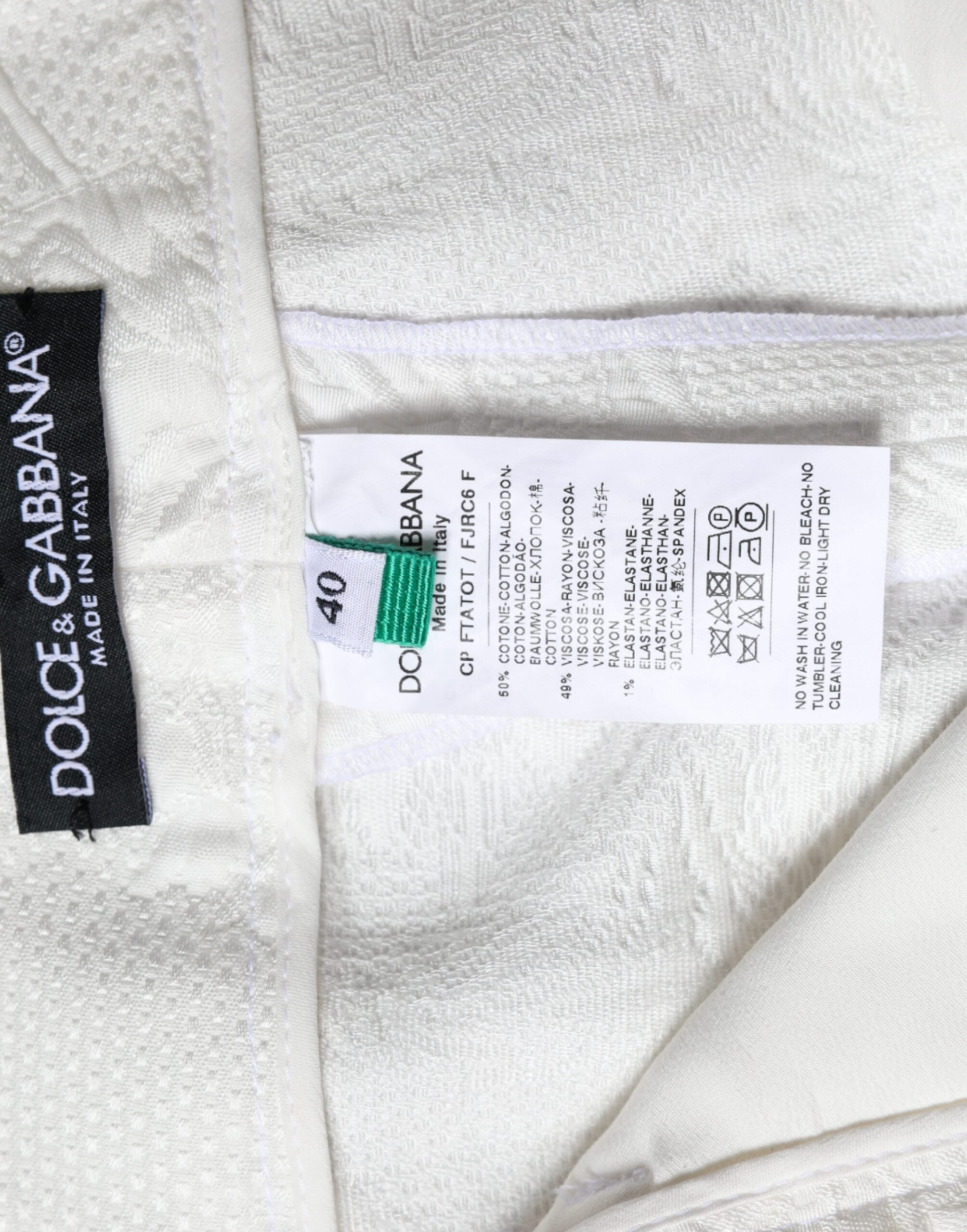 Dolce & Gabbana White Floral Brocade Cotton Cropped Pants Dolce & Gabbana