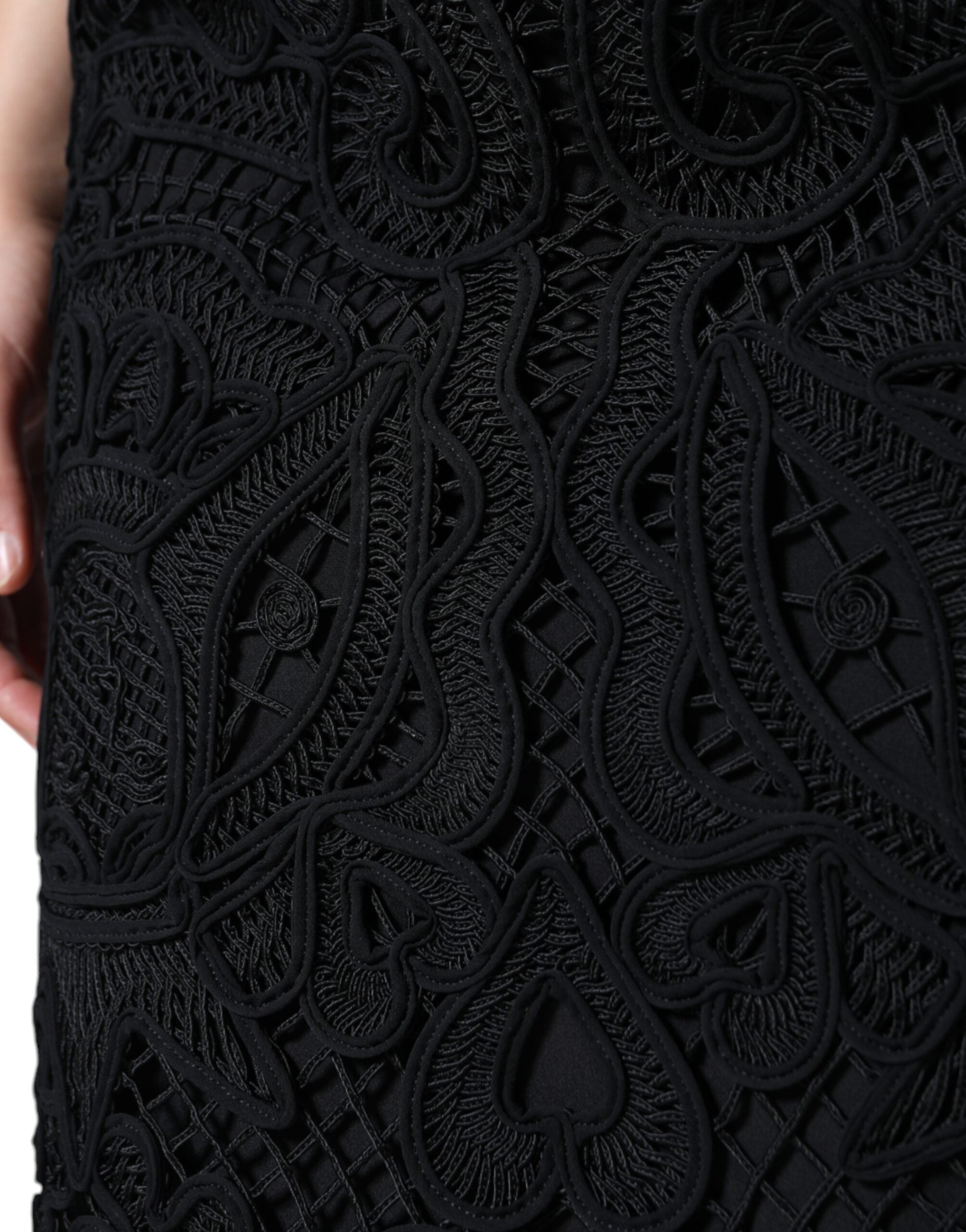 Dolce & Gabbana Black Floral Lace HighWaist Pencil Cut Skirt Dolce & Gabbana