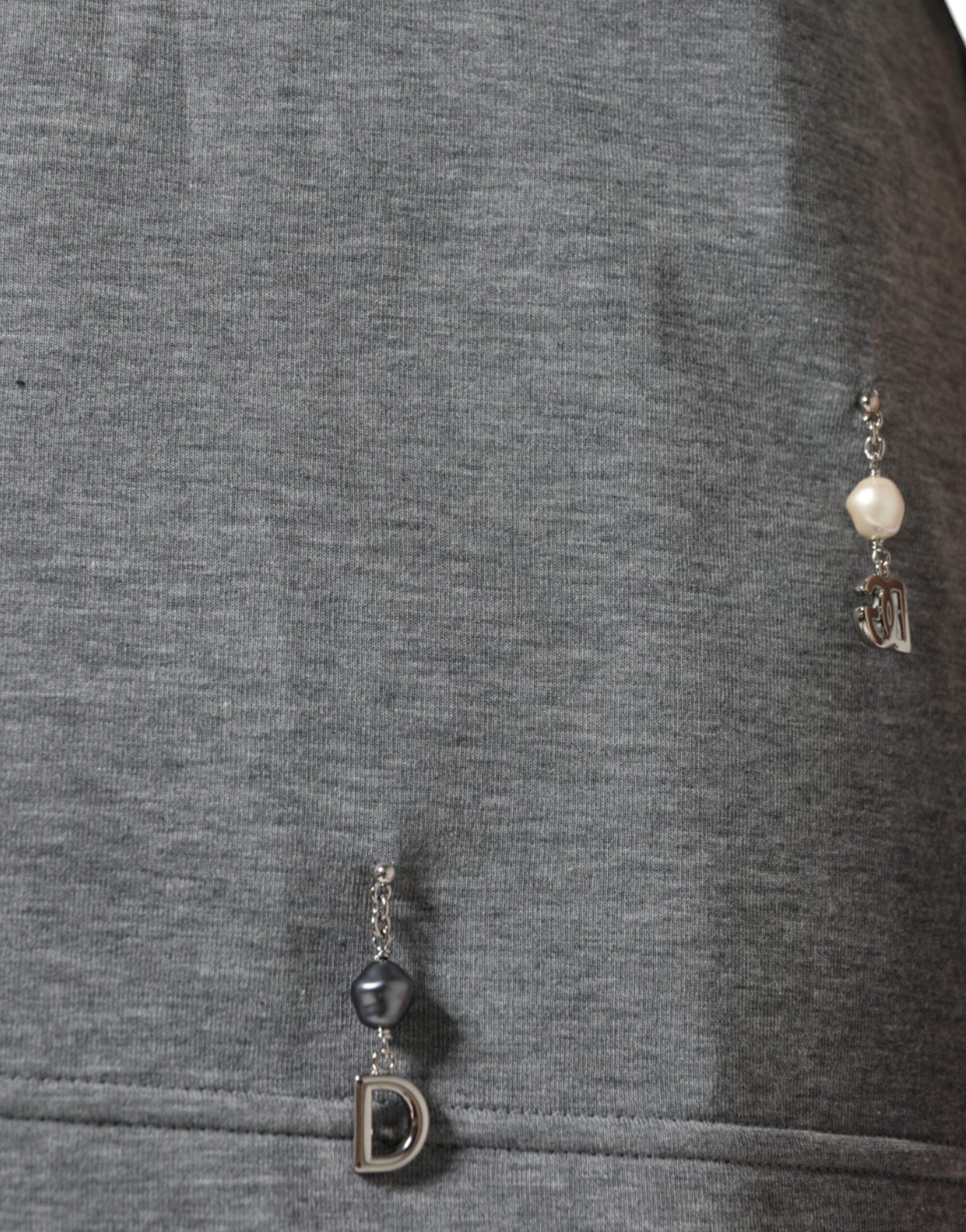 Dolce & Gabbana Gray Cotton Blend Embellished Tee T-shirt Dolce & Gabbana
