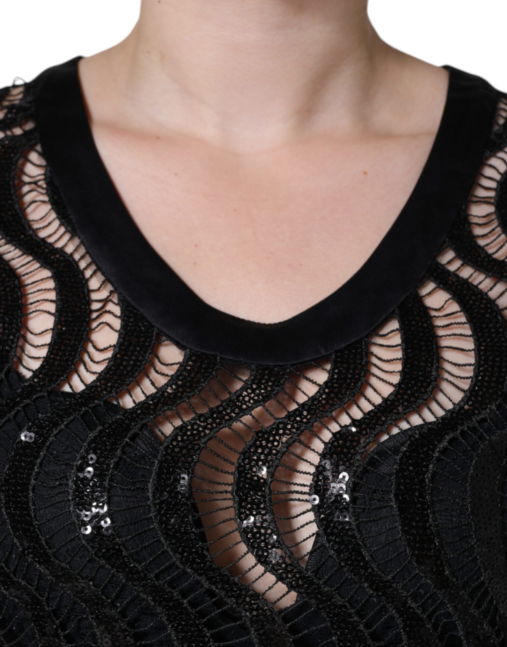 Dolce & Gabbana Black Sequin Sleeveless Tank Blouse Top Dolce & Gabbana