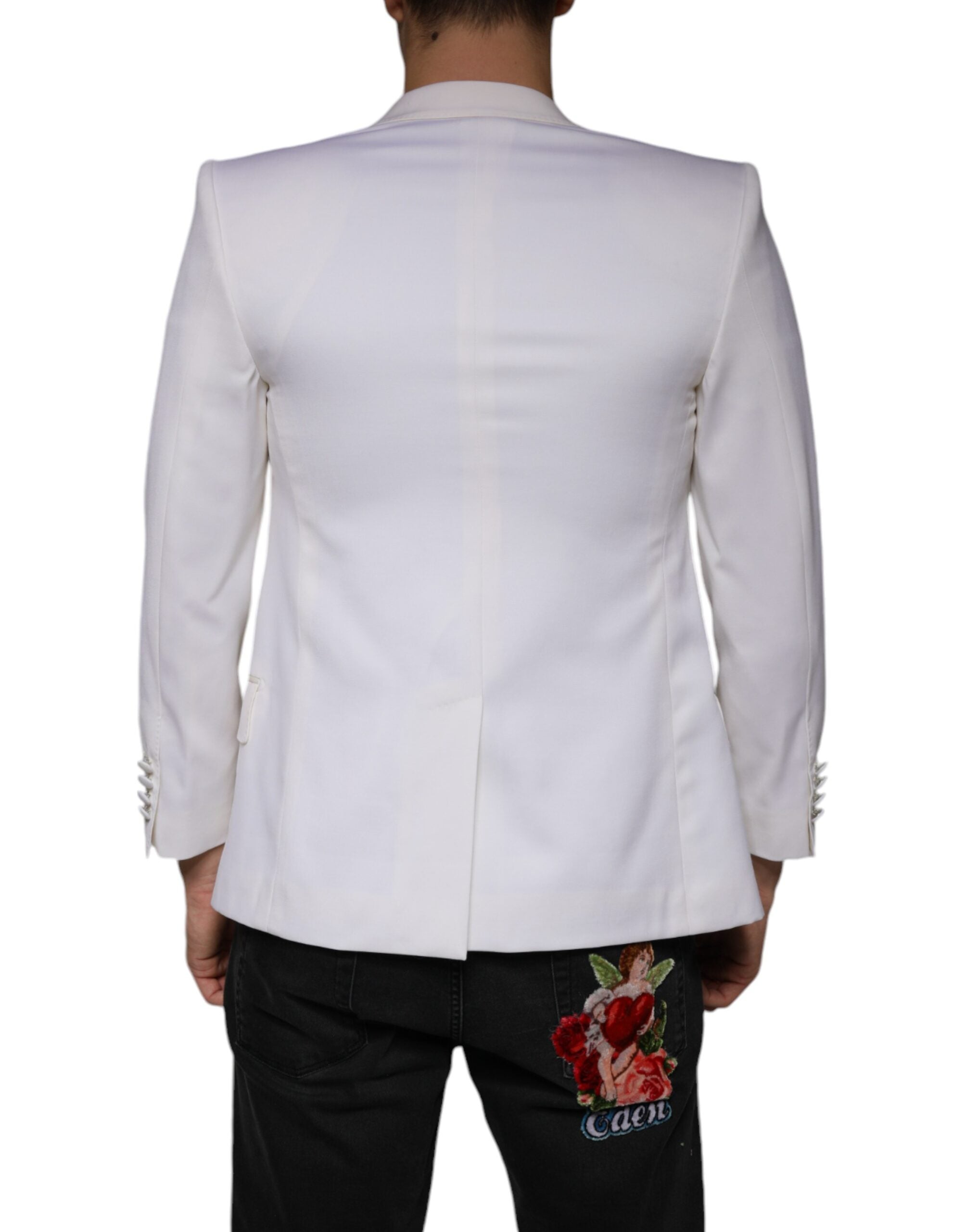 Dolce & Gabbana Off White Wool Single Breasted Dress Blazer Dolce & Gabbana