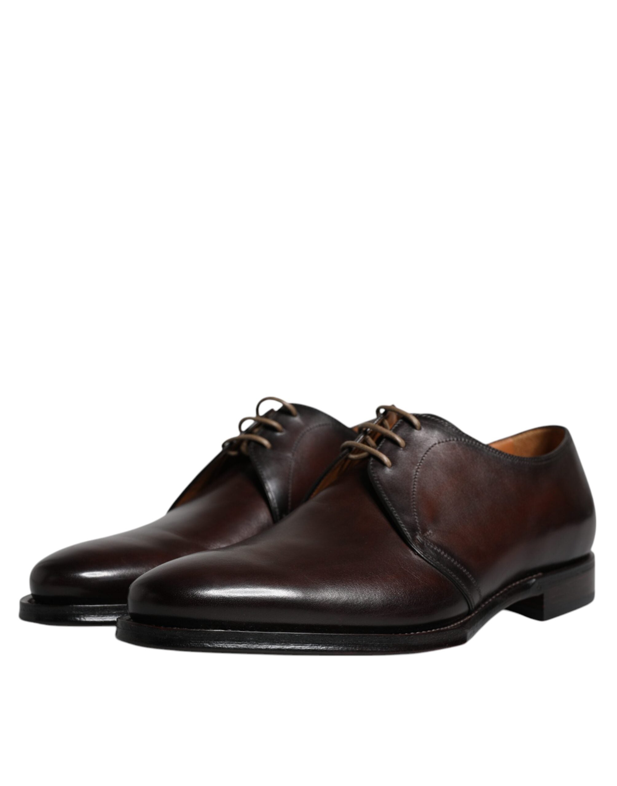 Dolce & Gabbana Brown Leather Lace Up Men Derby Formal Shoes Dolce & Gabbana