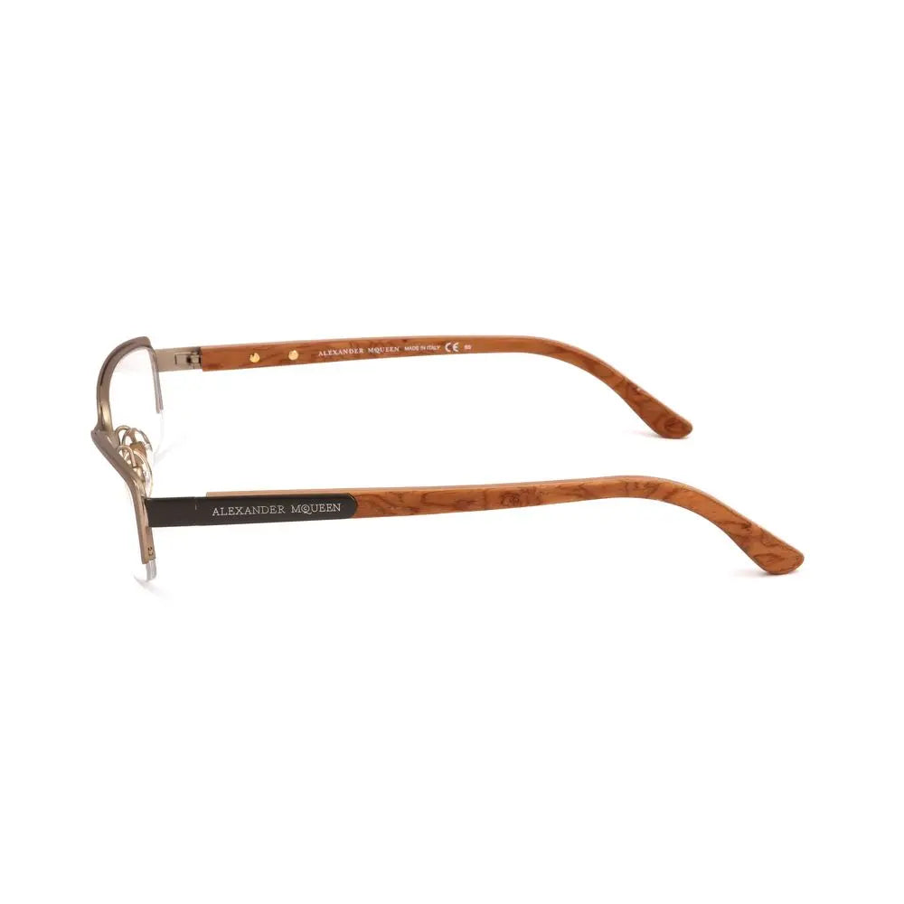 Alexander McQueen Brown Metal Glasses (Frames) Alexander McQueen