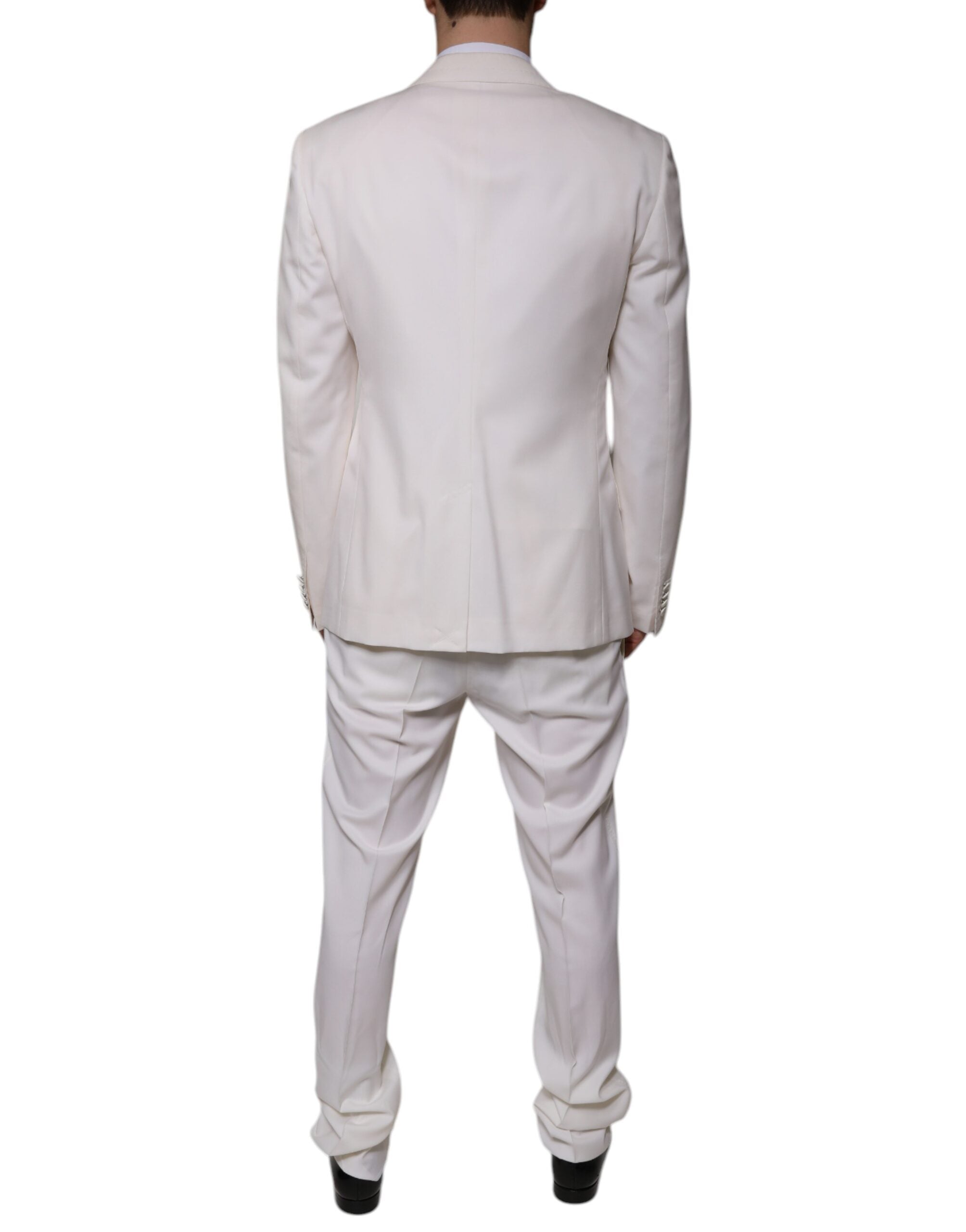 Dolce & Gabbana White Wool Silk 3 Piece SlimFit Formal Suit Dolce & Gabbana