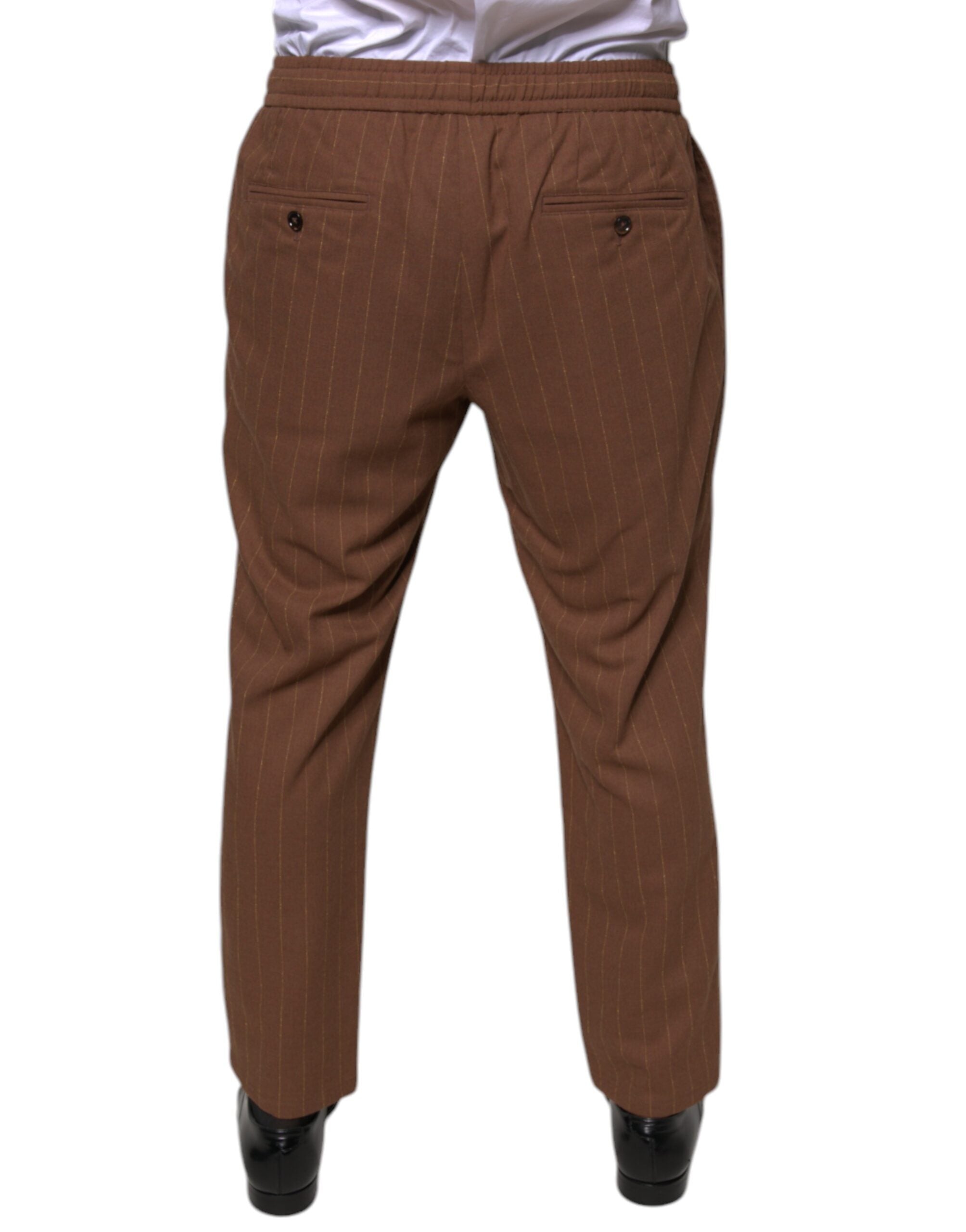 Dolce & Gabbana Brown Stripes Skinny Men Dress Pants Dolce & Gabbana