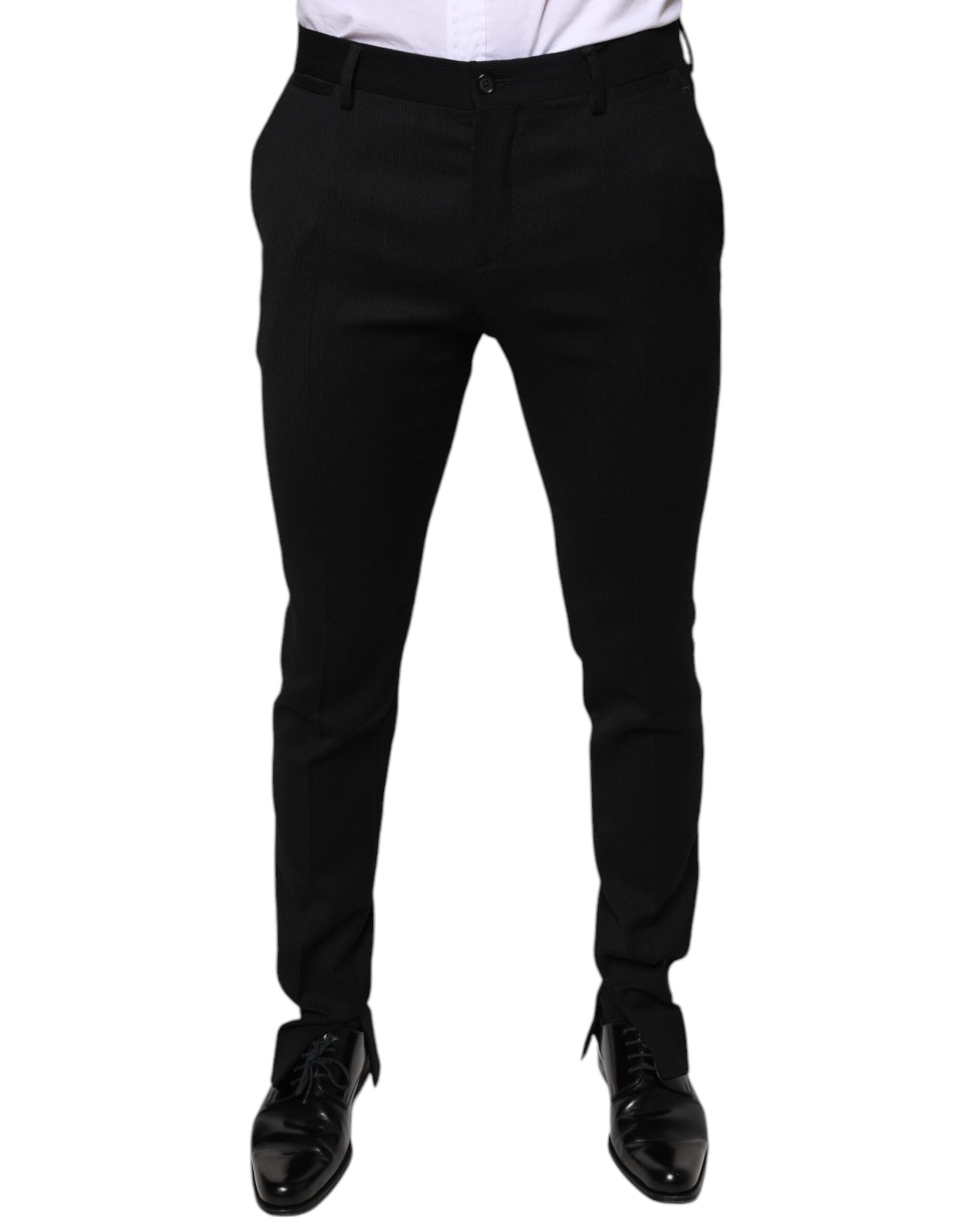 Dolce & Gabbana Black Wool Skinny Formal Dress Pants Dolce & Gabbana
