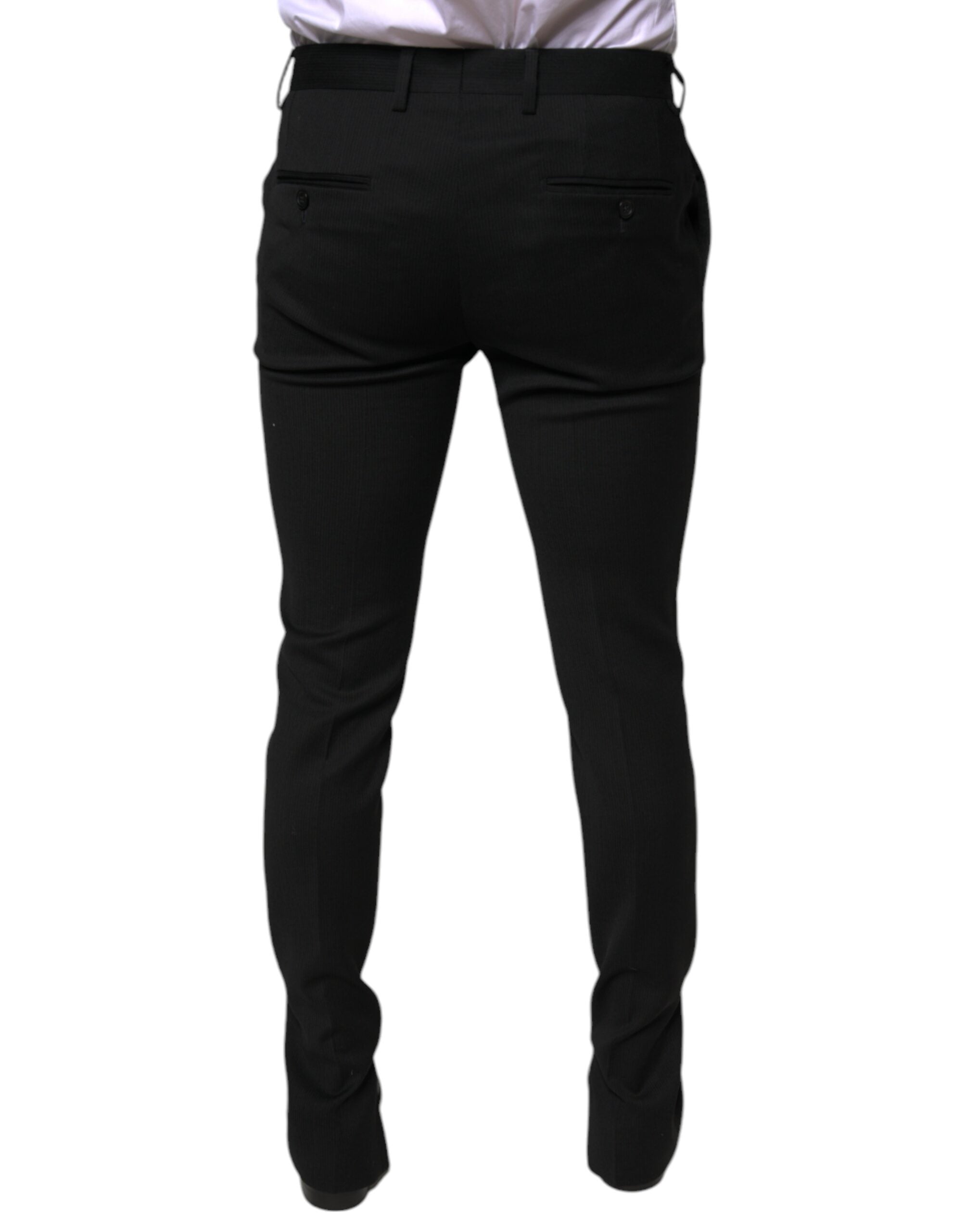 Dolce & Gabbana Black Wool Skinny Formal Dress Pants Dolce & Gabbana