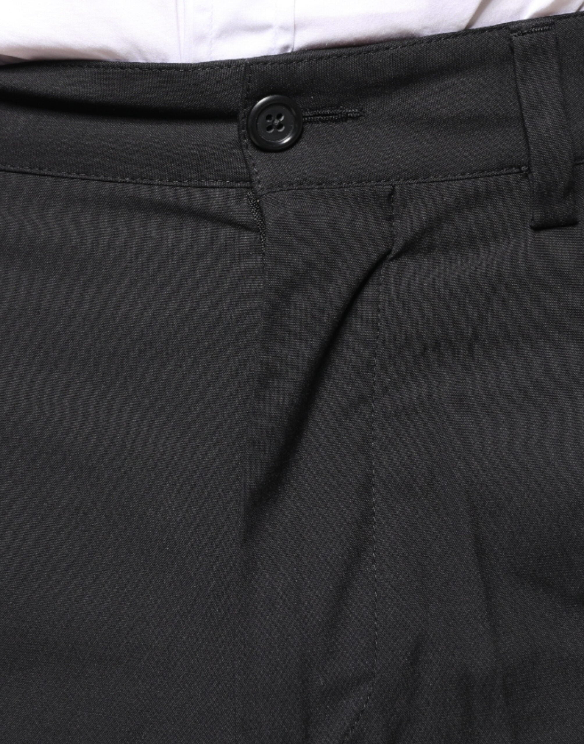 Dolce & Gabbana Black Crown Cotton Dress Pants Dolce & Gabbana