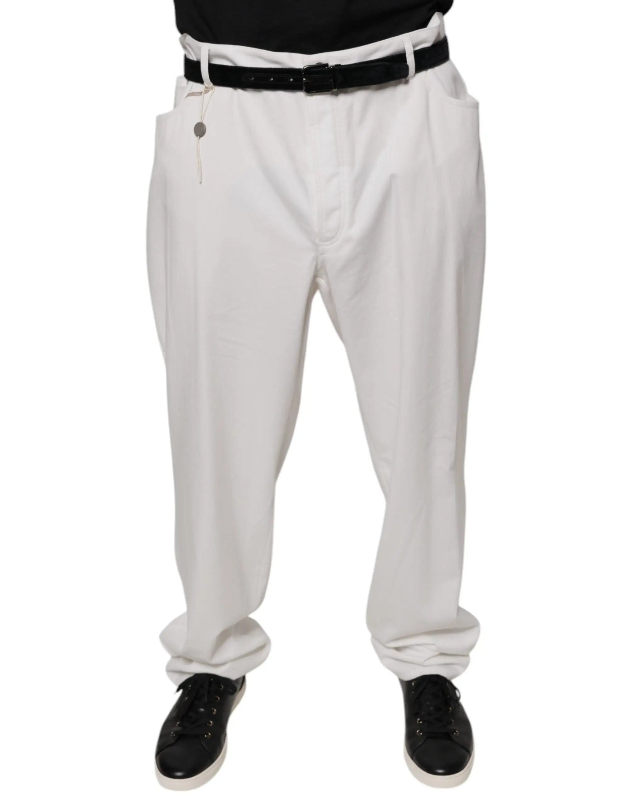 Brunello Cucinelli White Cotton Men Dress Tapered Pants Brunello Cucinelli