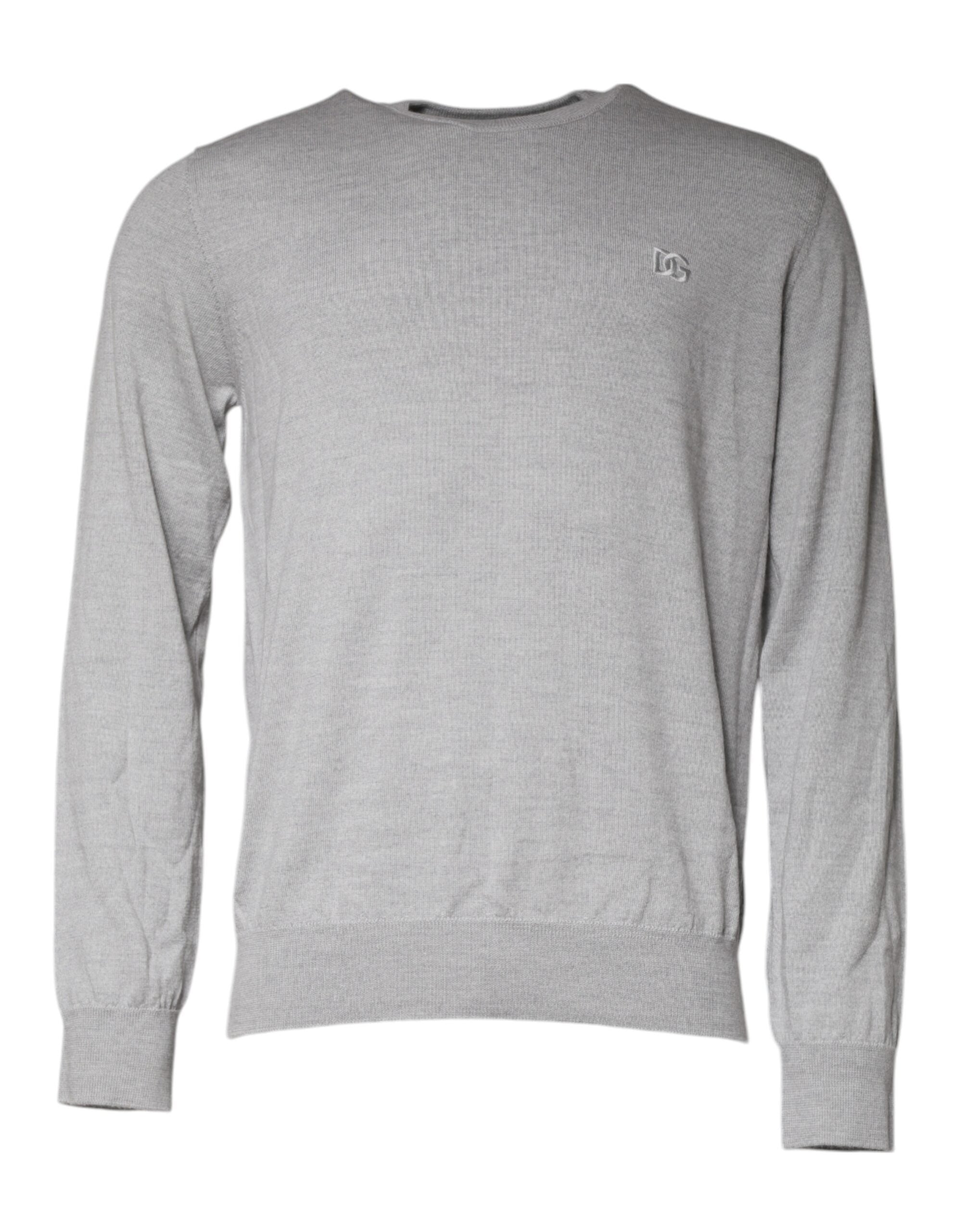 Dolce & Gabbana Light Gray Wool Crew Neck Pullover Sweater Dolce & Gabbana