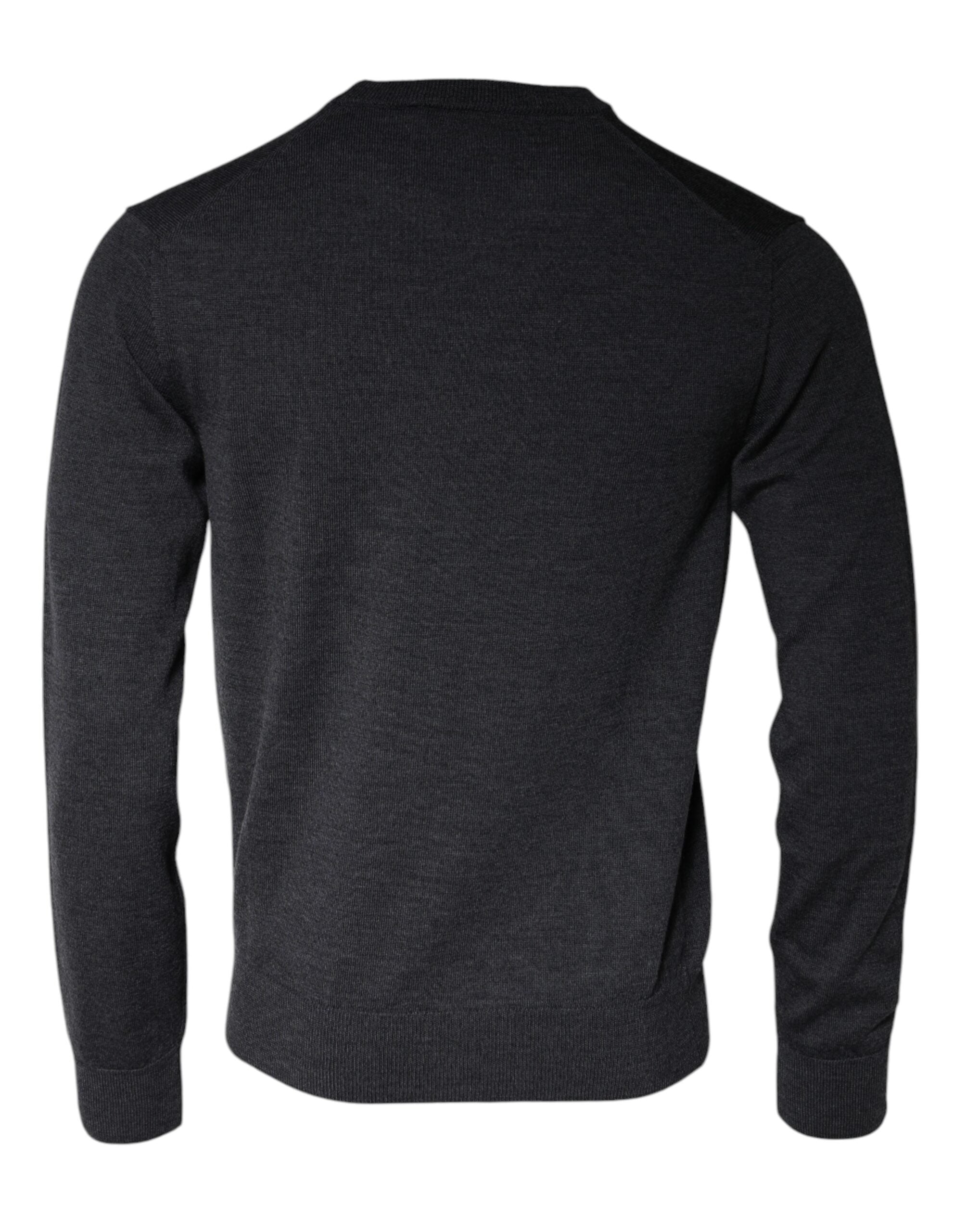 Dolce & Gabbana Dark Gray Wool Crew Neck Pullover Sweater Dolce & Gabbana
